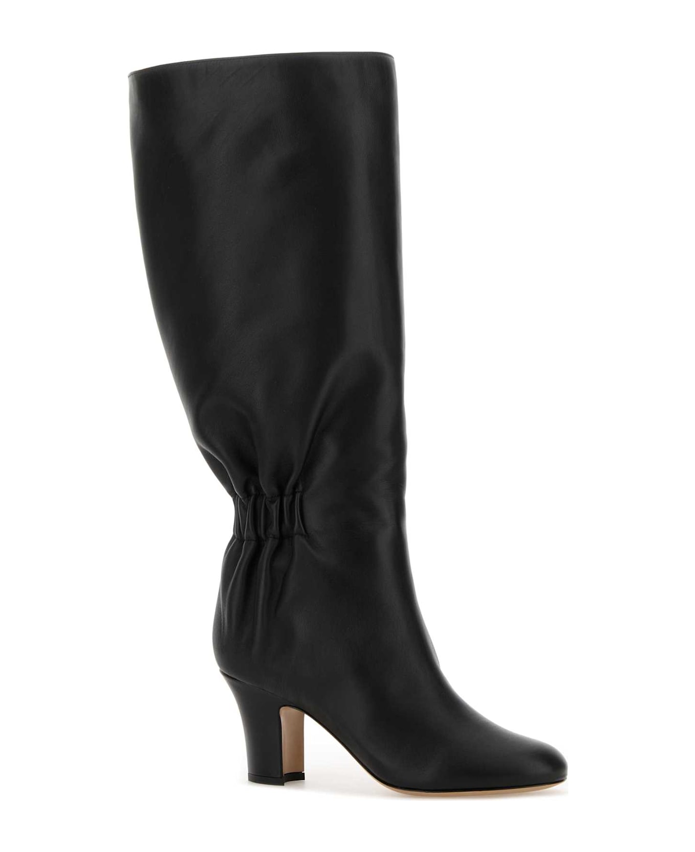Ferragamo Black Leather Jannette 70 Boots - NERONERONERO