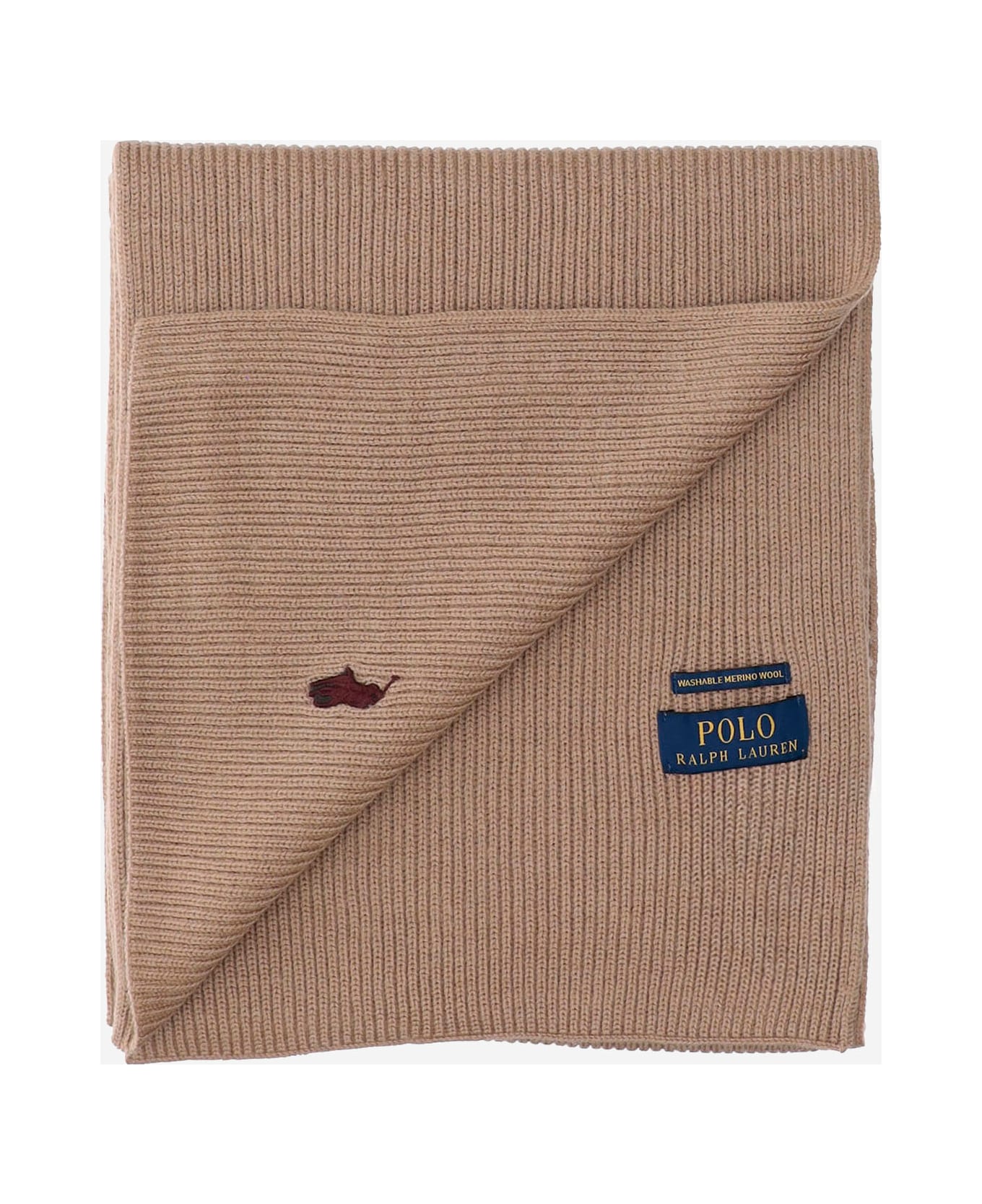 Polo Ralph Lauren Wool Scarf With Logo - Camel Melange