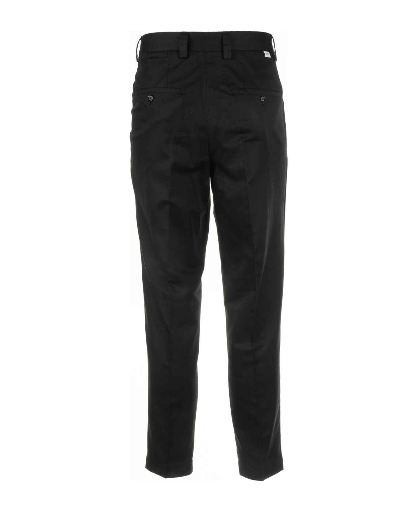 Paolo Pecora Black Trousers In Cotton And Linen Blend - NERO ボトムス
