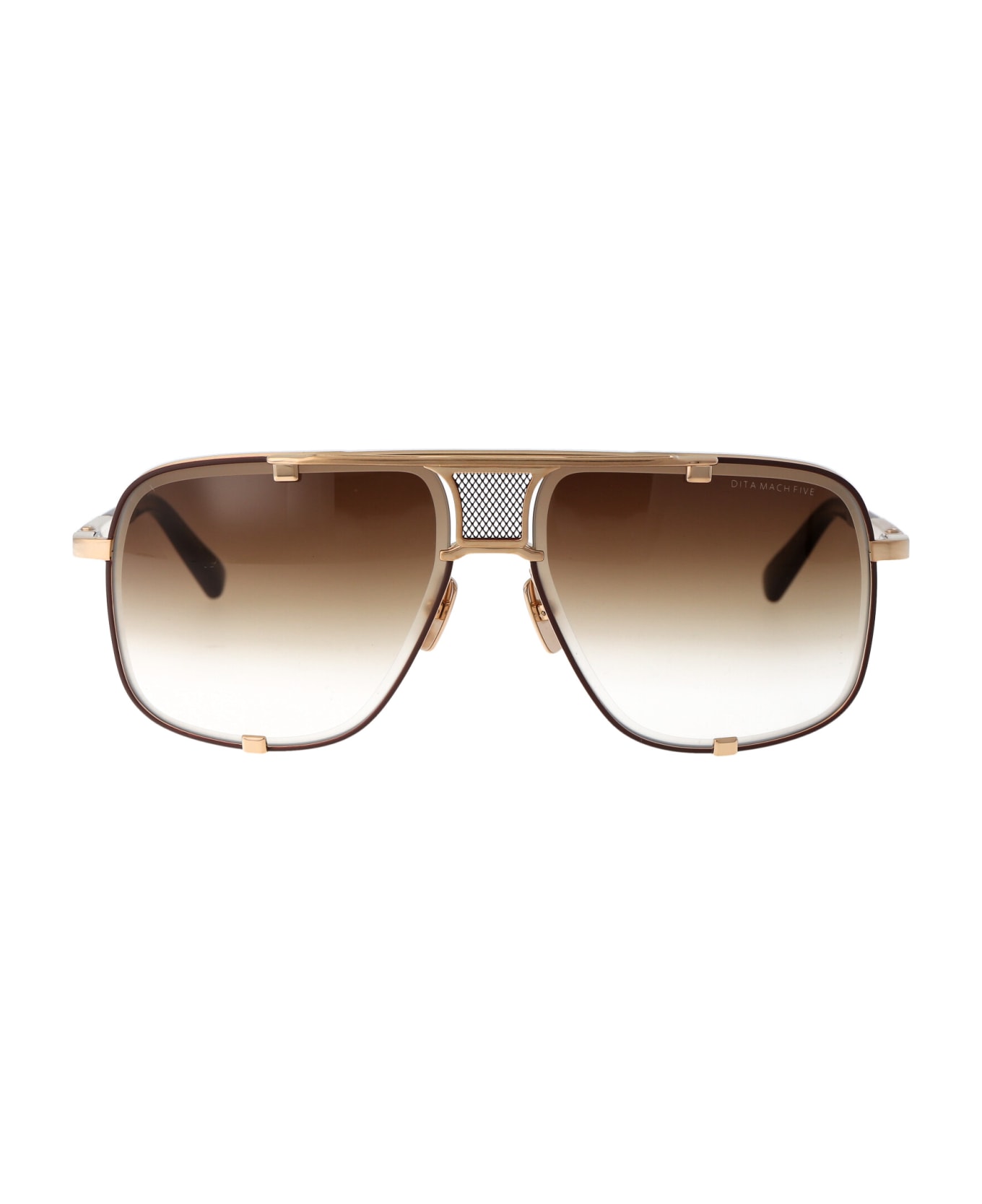 Dita Mach-five Sunglasses - Brushed White Gold - Brown w/ Brown Gradient