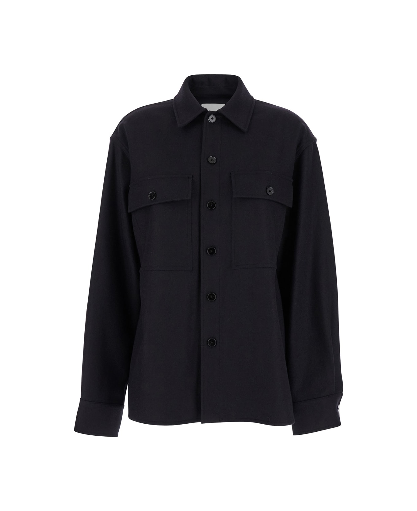 Jil Sander Black Shirt With Buttons In Wool Woman - Black