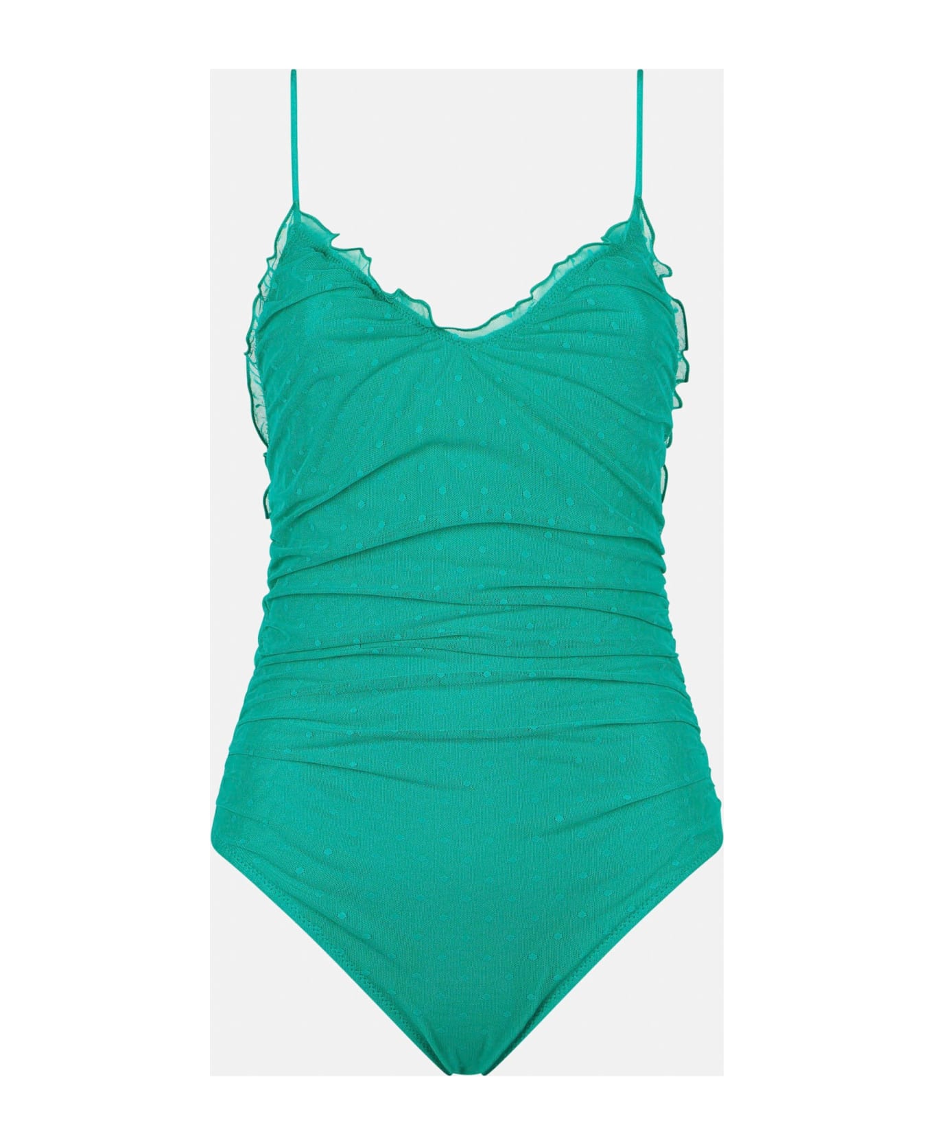 MC2 Saint Barth Emerald Green One Piece Swimsuit Francoise With Tulle - GREEN