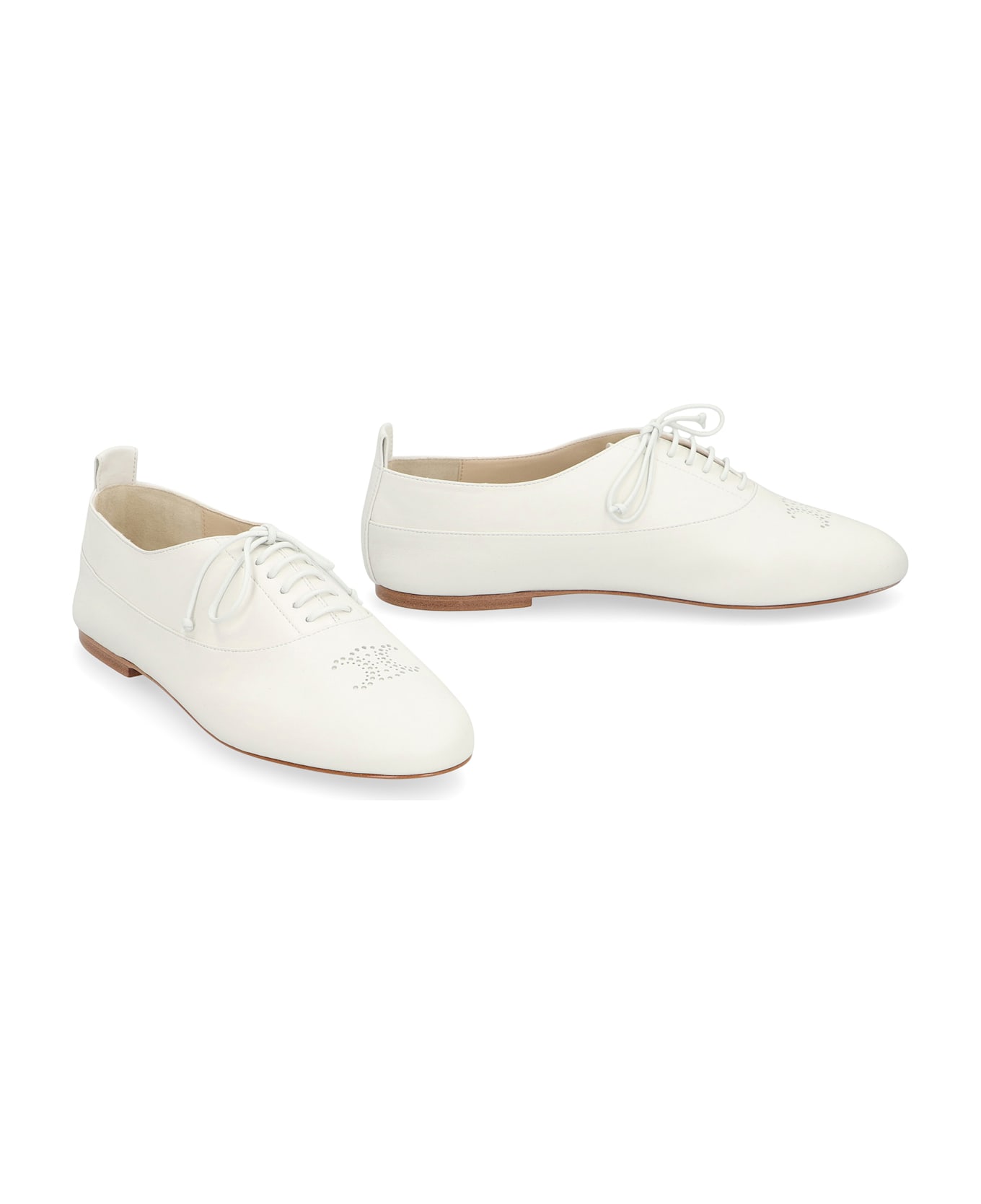 Celine Lise Leather Lace-up Shoes - White