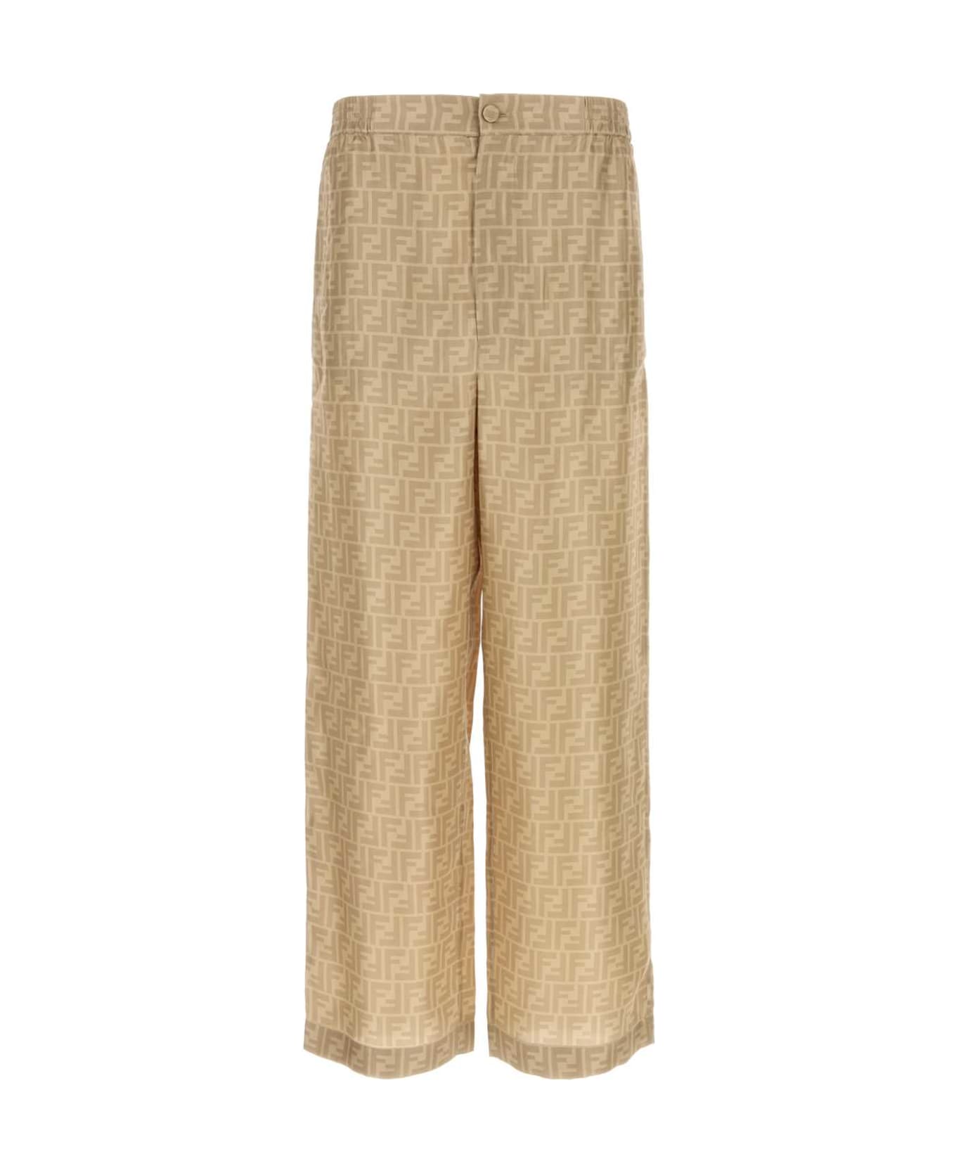 Fendi Printed Silk Pyjama Pant - SAND