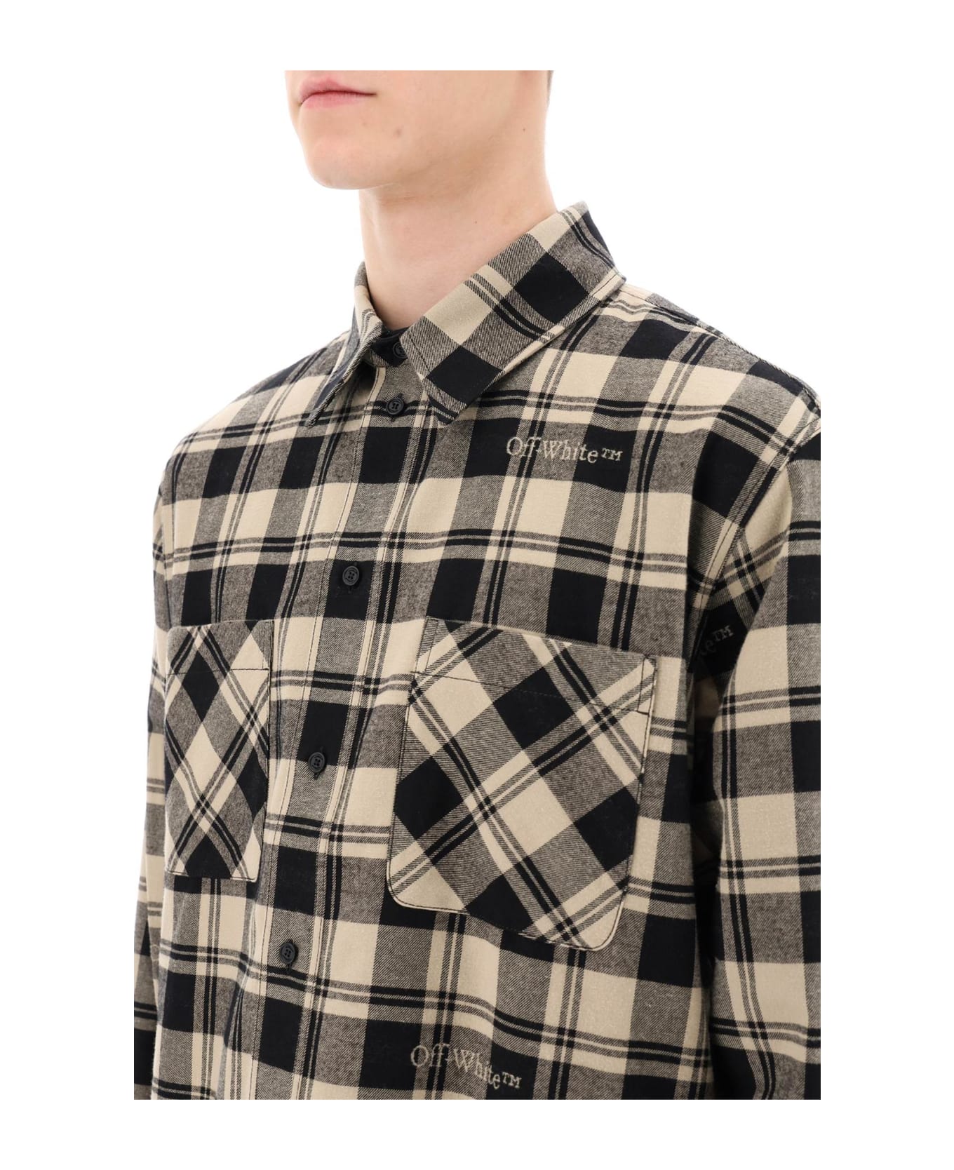 Off-White Check Flannel Shirt - BEIGE BLACK (Beige)