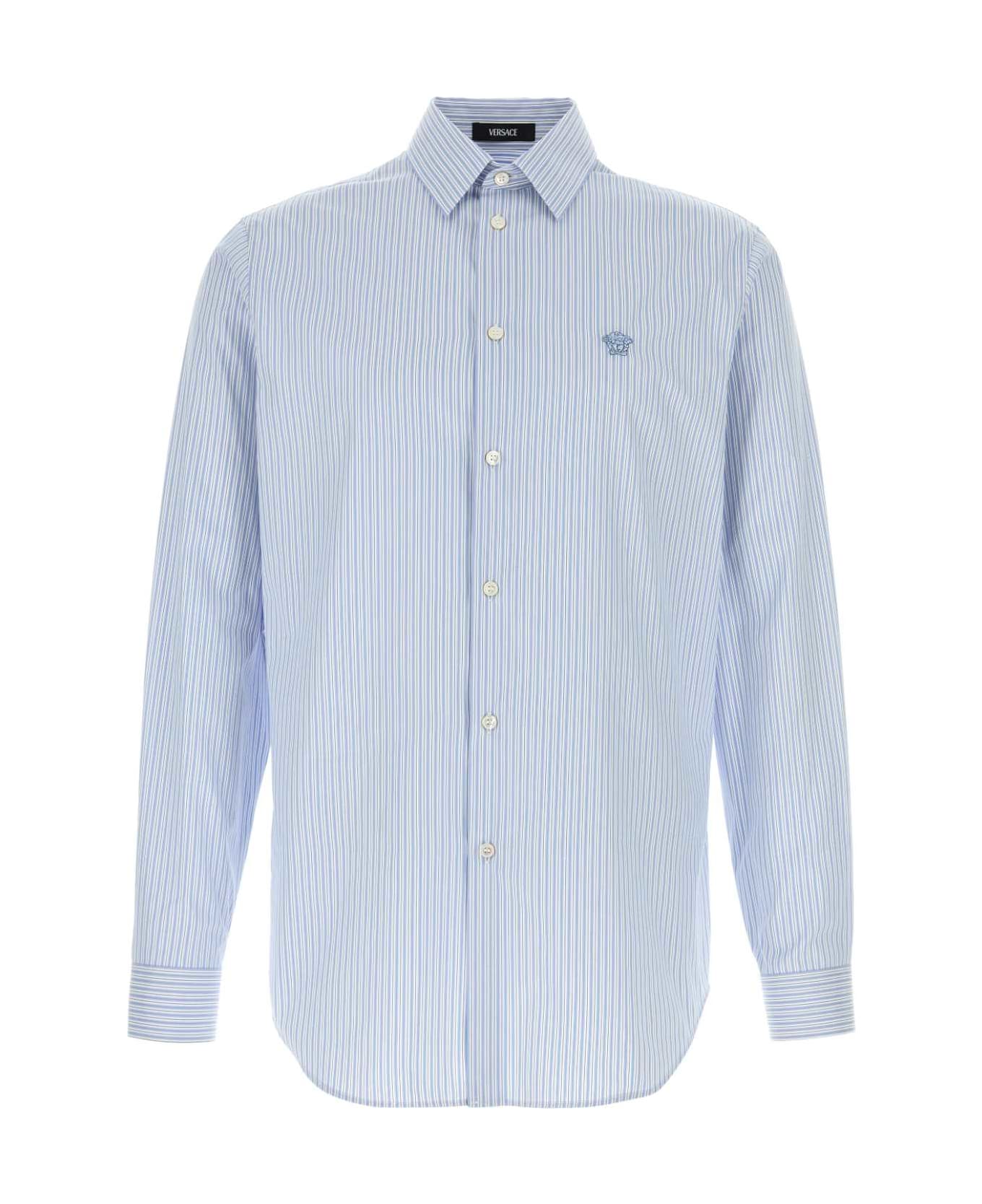 Versace Embroidered Poplin Shirt - CELESTEOPTICWHITE