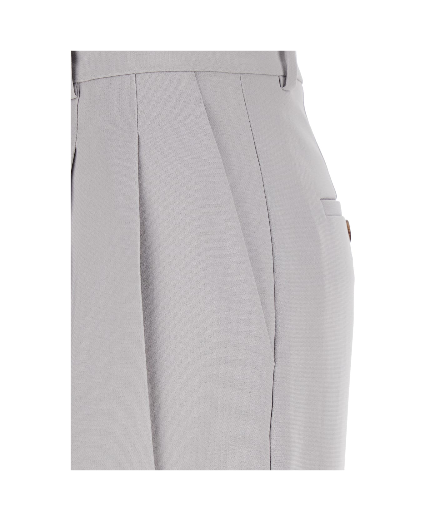 Theory Metallic Pants With High Waist And Front Pences In Tech Fabric Woman - GREY