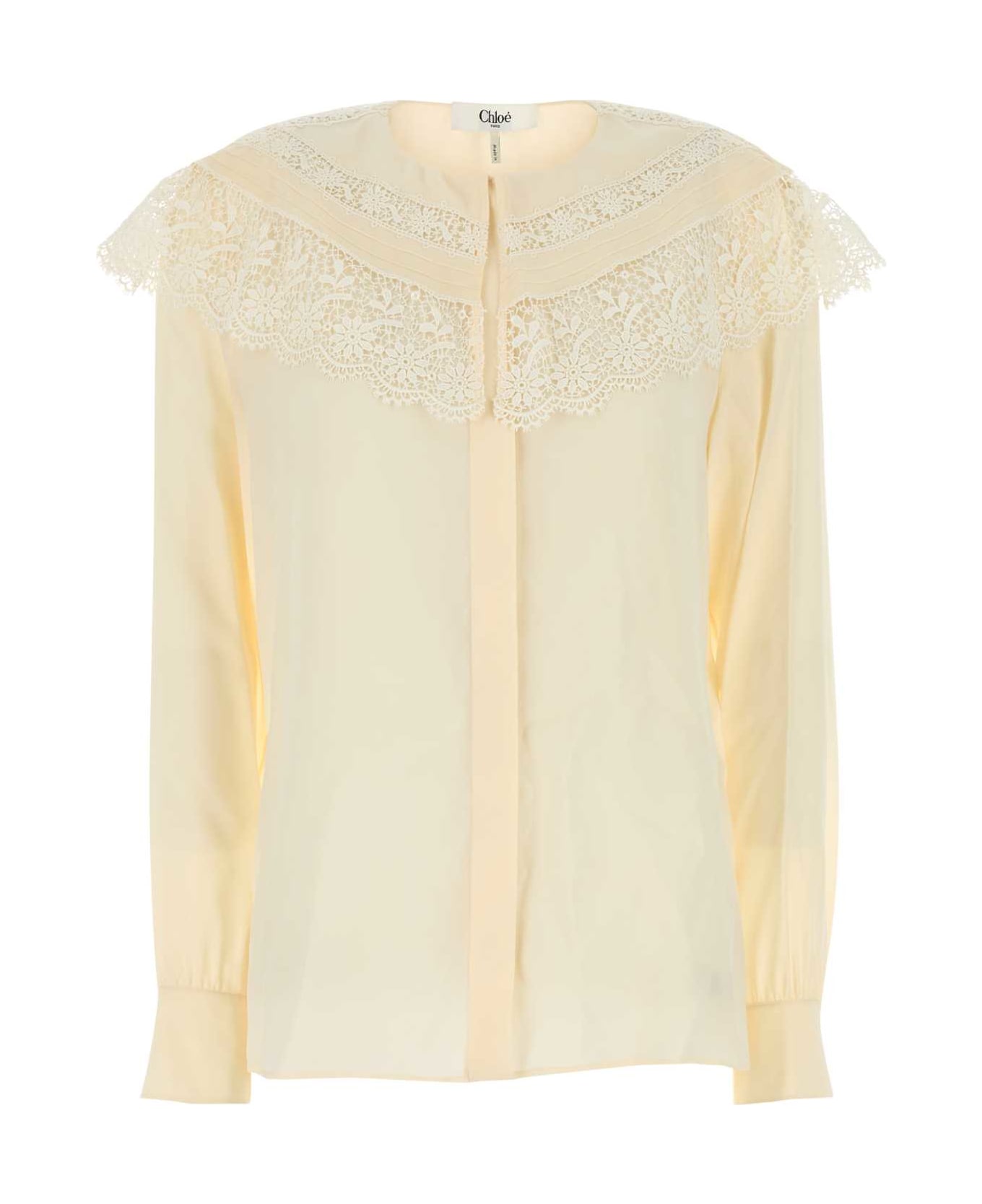 Chloé Cream Crepe Blouse - PRISTINEWHITE