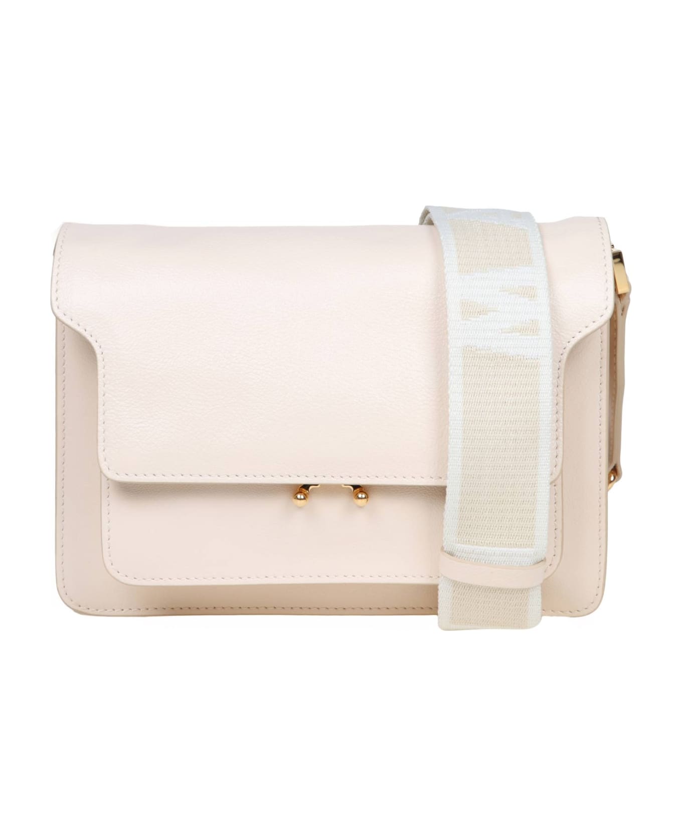 Marni Trunk Soft Shoulder Bag In Cream Color Leather - Cream
