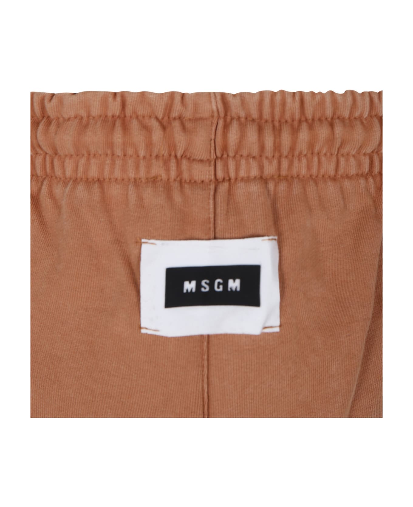 MSGM Beige Trousers For Kids With Logo - Beige