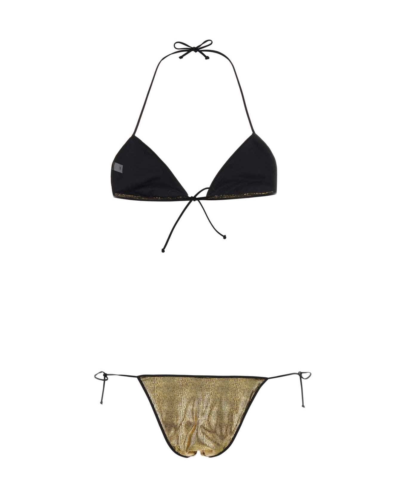 Reina Olga Printed Stretch Nylon Sam Bikini - GOLDCROC 水着