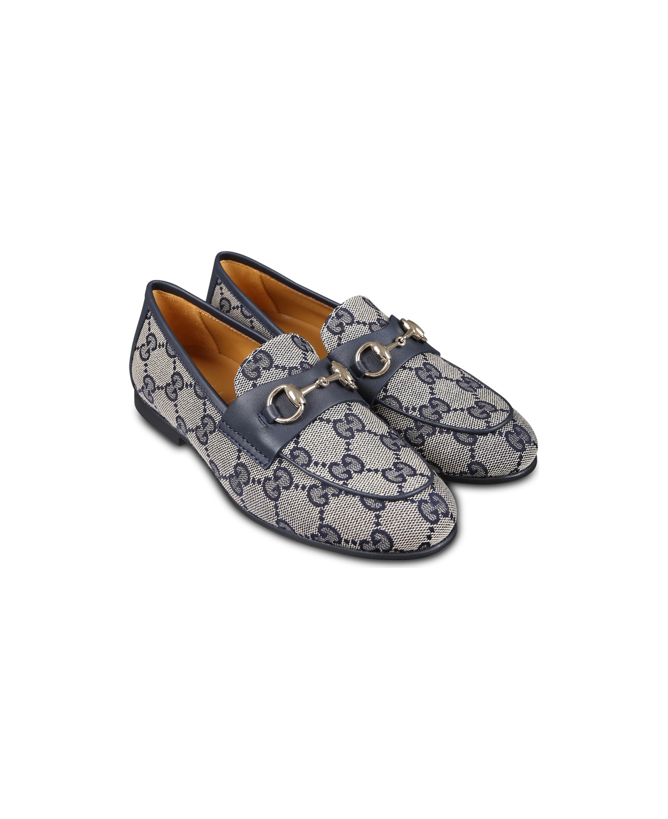 Gucci Blue Loafers For Kids With Horsebit - GG