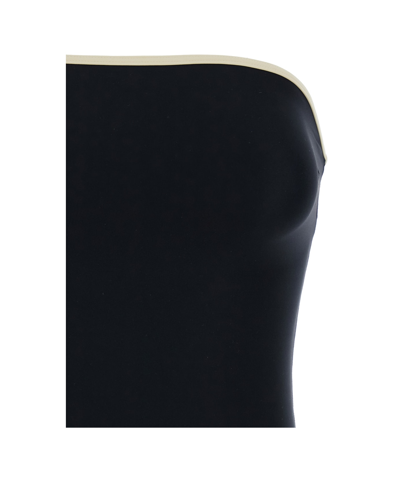 Totême Black Bandeau Swimsuit In Techno Fabric Woman - Black
