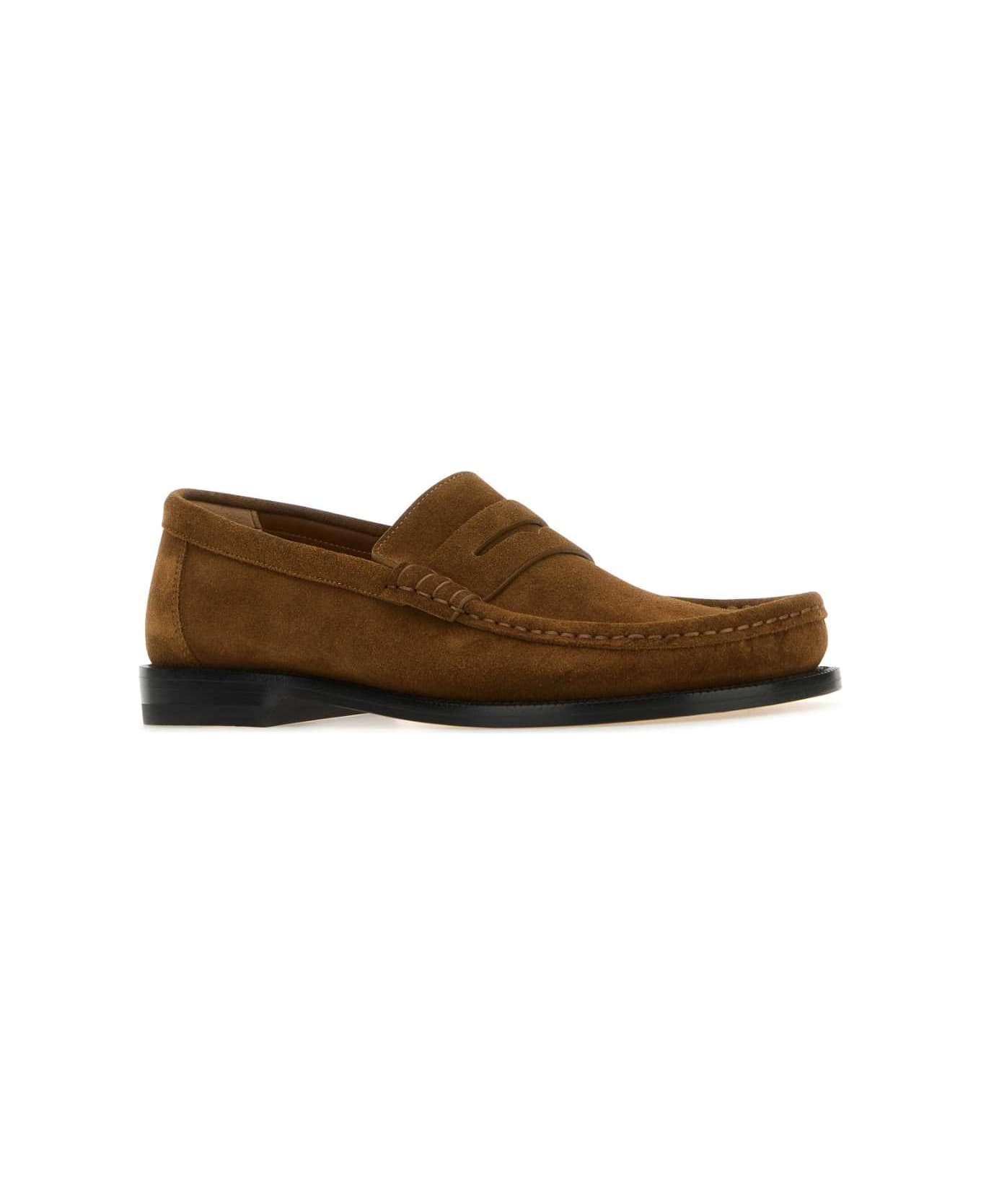 Loewe Brown Suede Campo Loafers - TABACCO ローファー＆デッキシューズ