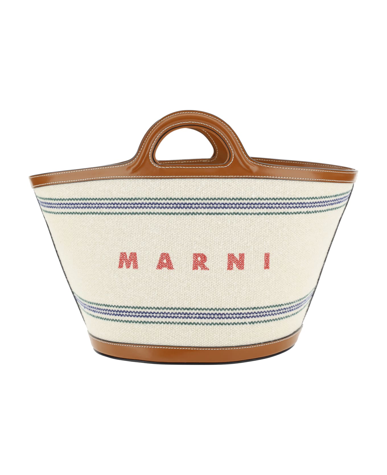 Marni Tropicalia Handbag - Natural/moka