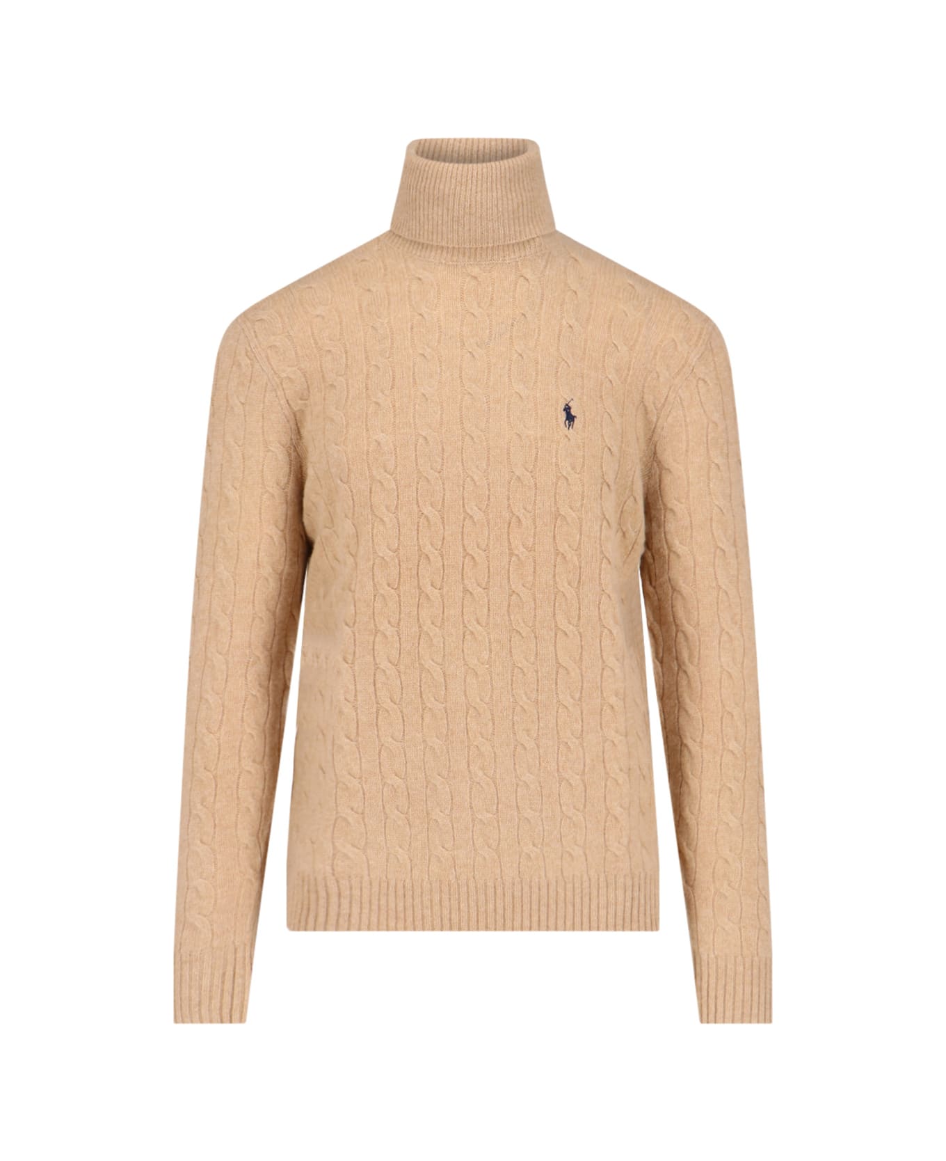 Polo Ralph Lauren Logo Turtleneck Sweater - Camel Melange