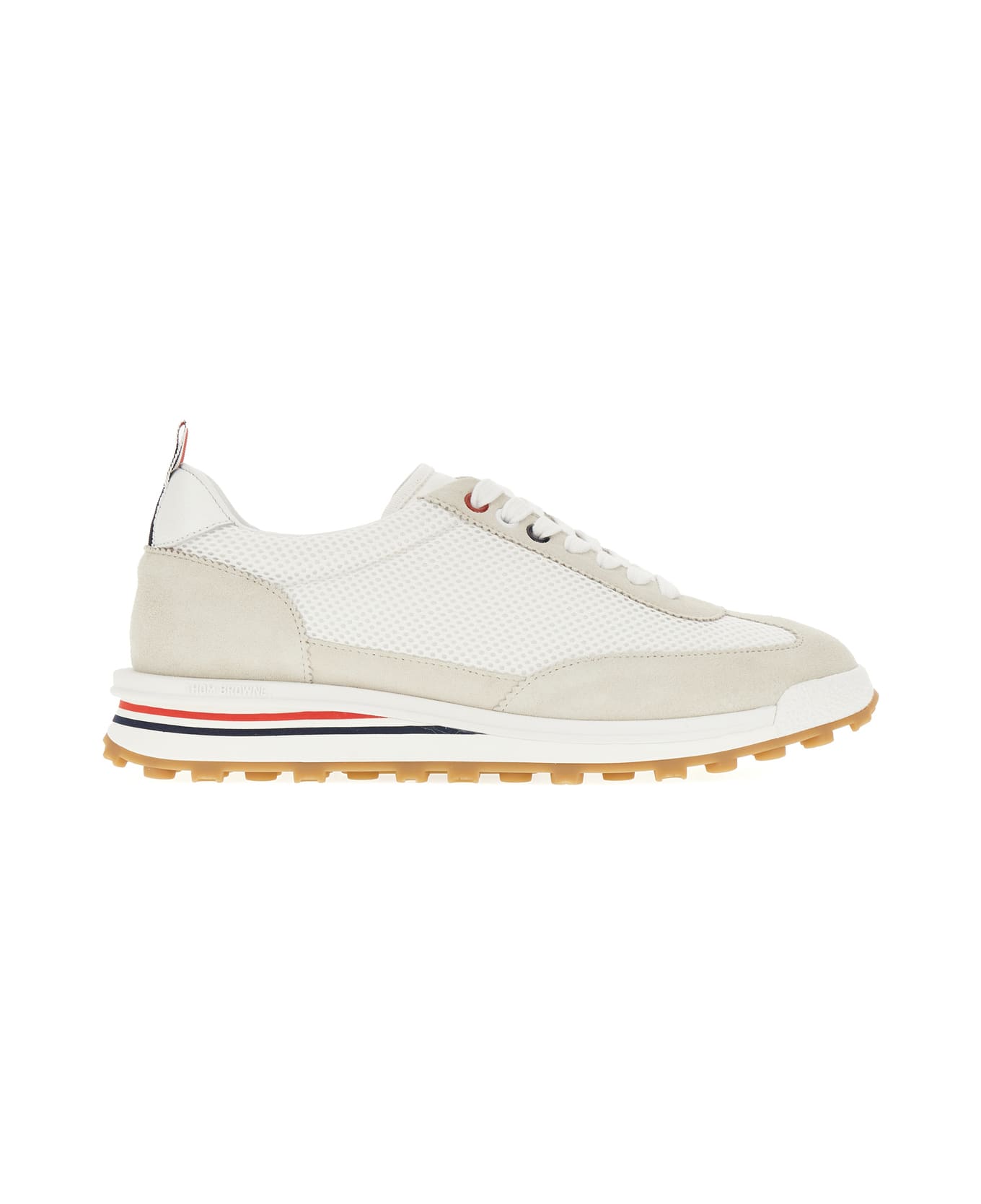 Thom Browne Two-tone Leather And Mesh Sneakers - 100