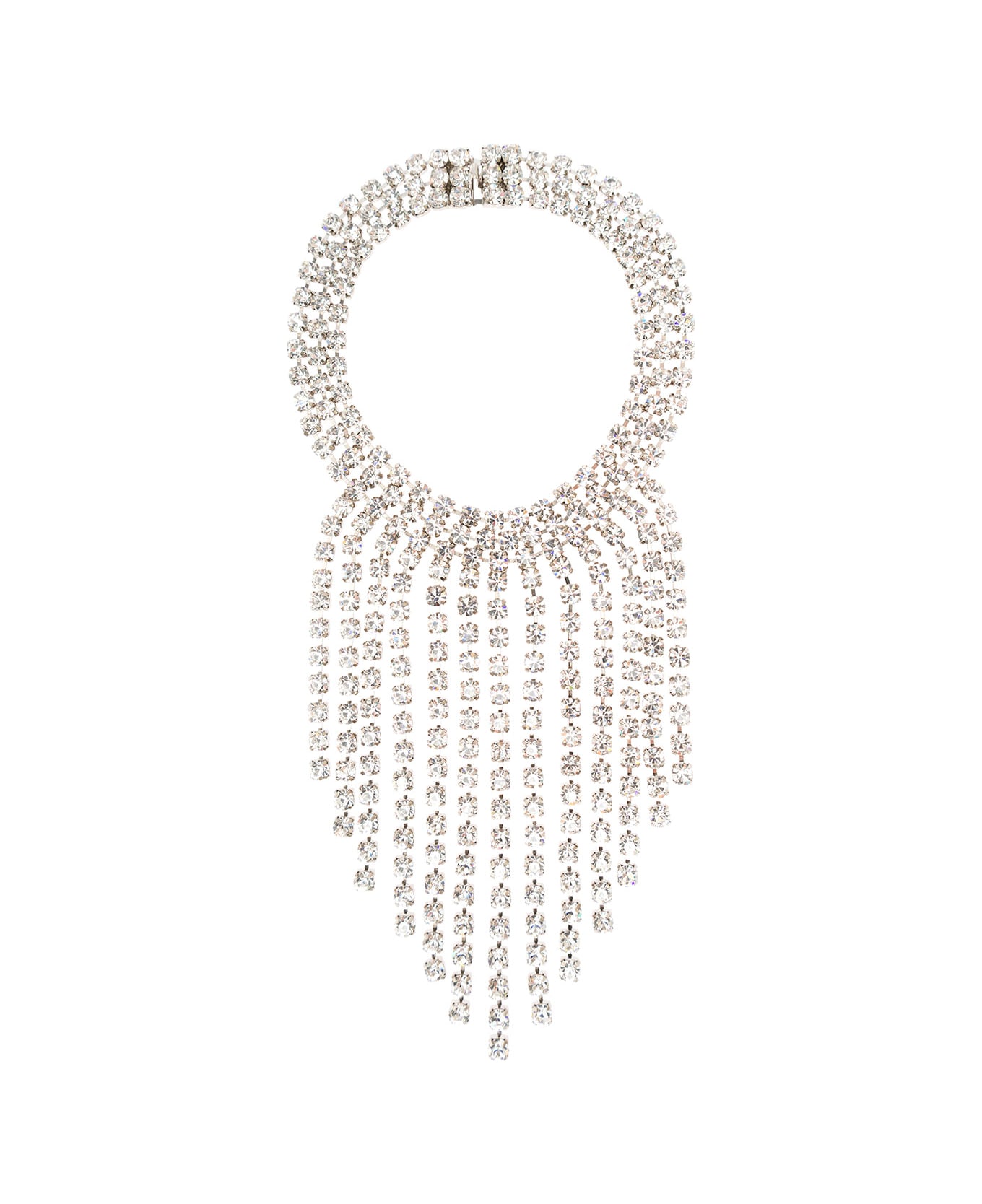 Alessandra Rich Crystal Necklace With Fringes - Metallic