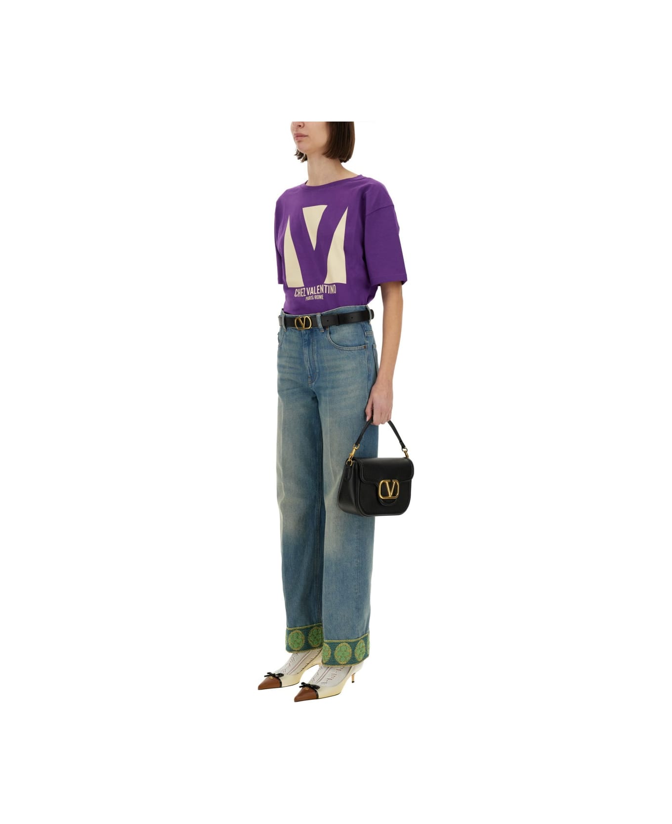 Valentino "chez Valentino" Print T-shirt - PURPLE