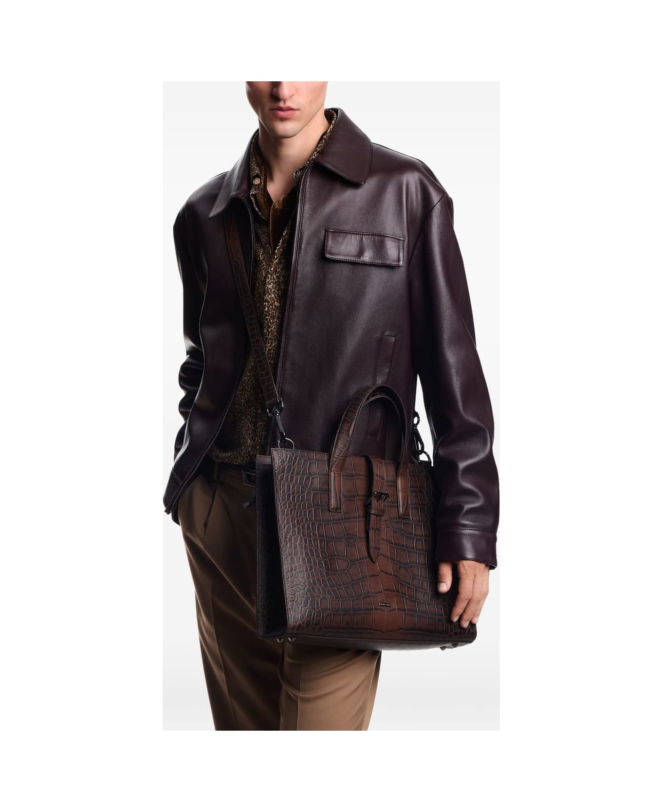 Emporio Armani Leather Briefcase - Brown