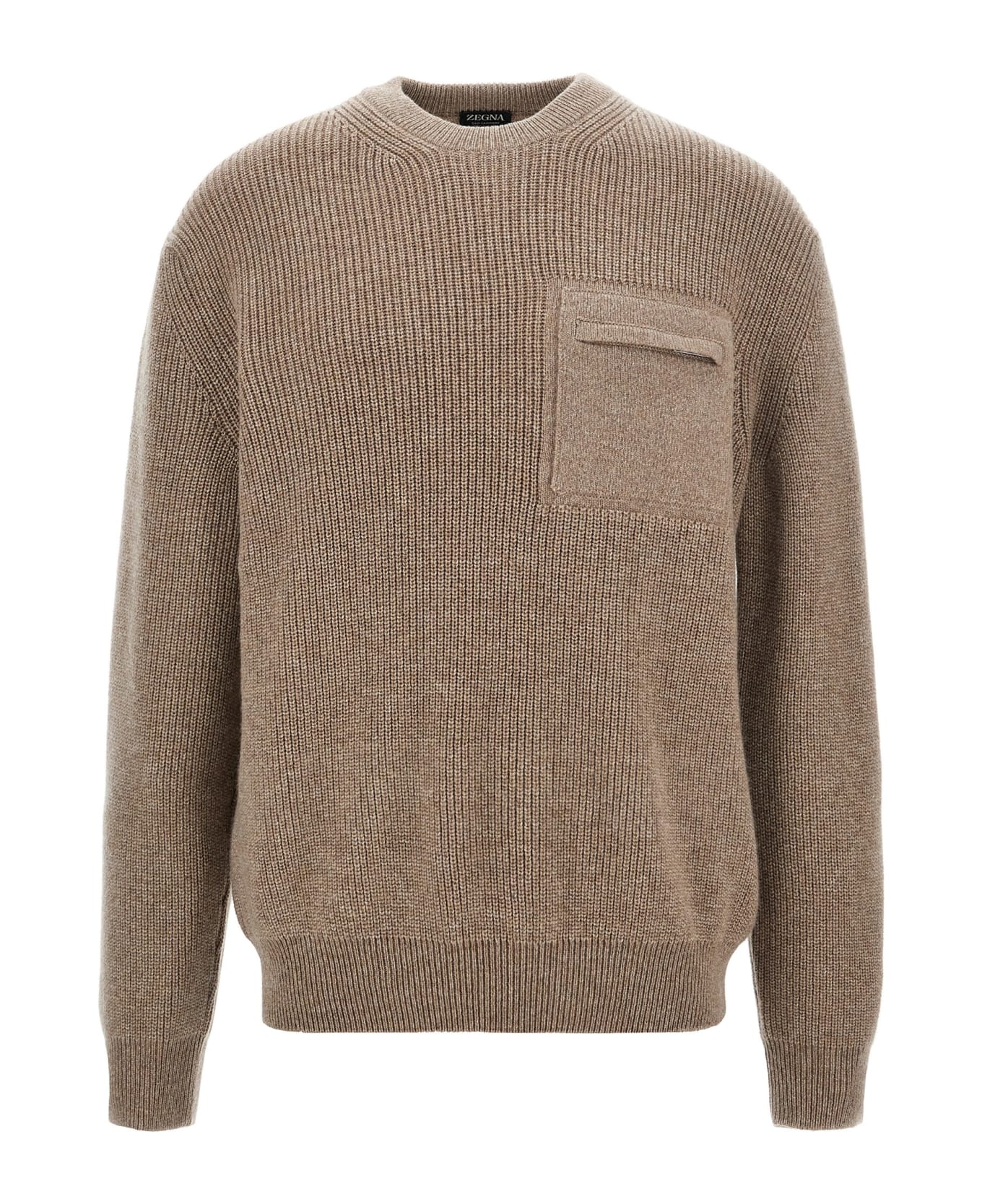 Zegna Zip Pocket Sweater - Beige