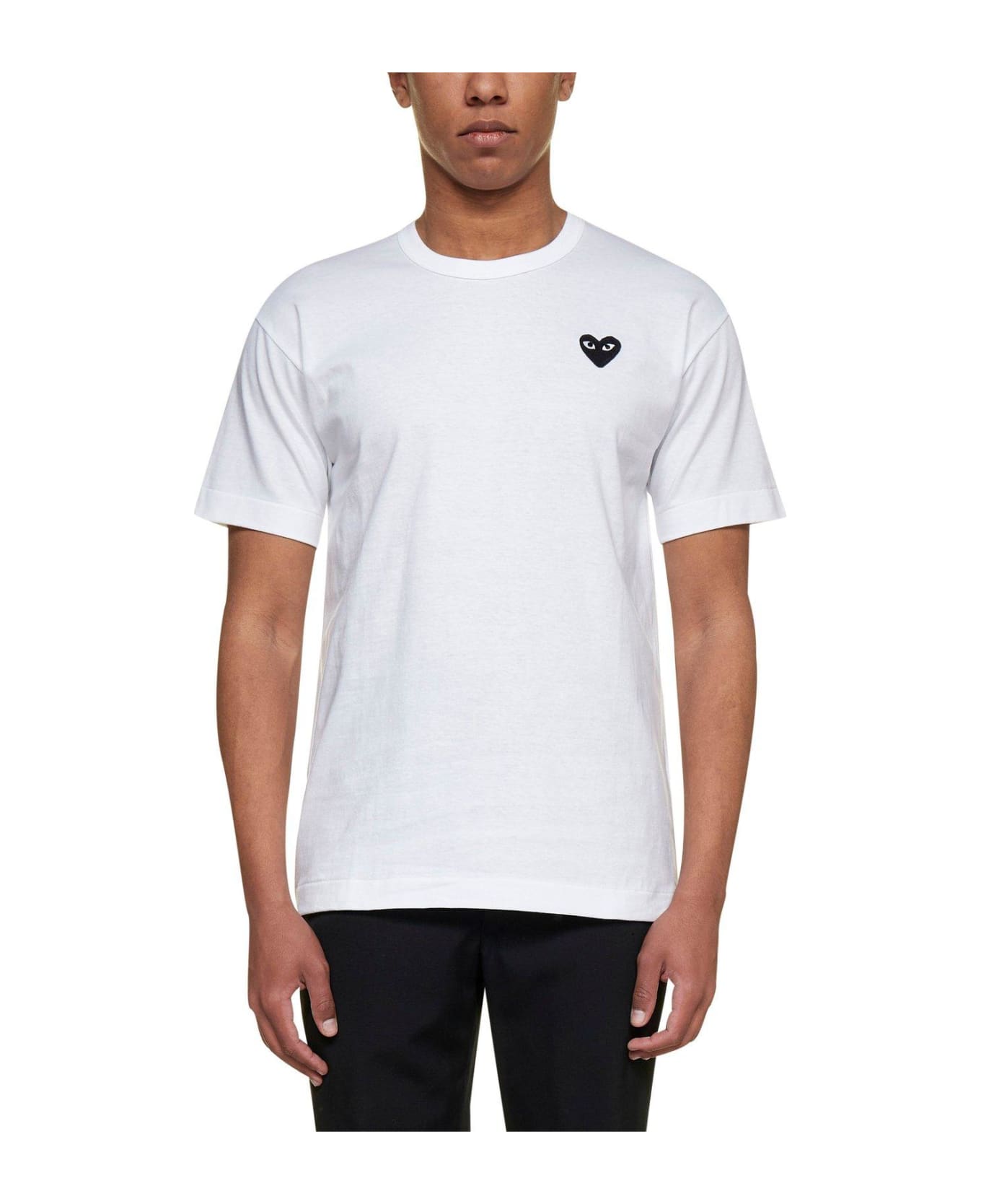 Comme des Garçons Play Heart Logo Embroidered T-shirt - WHITE