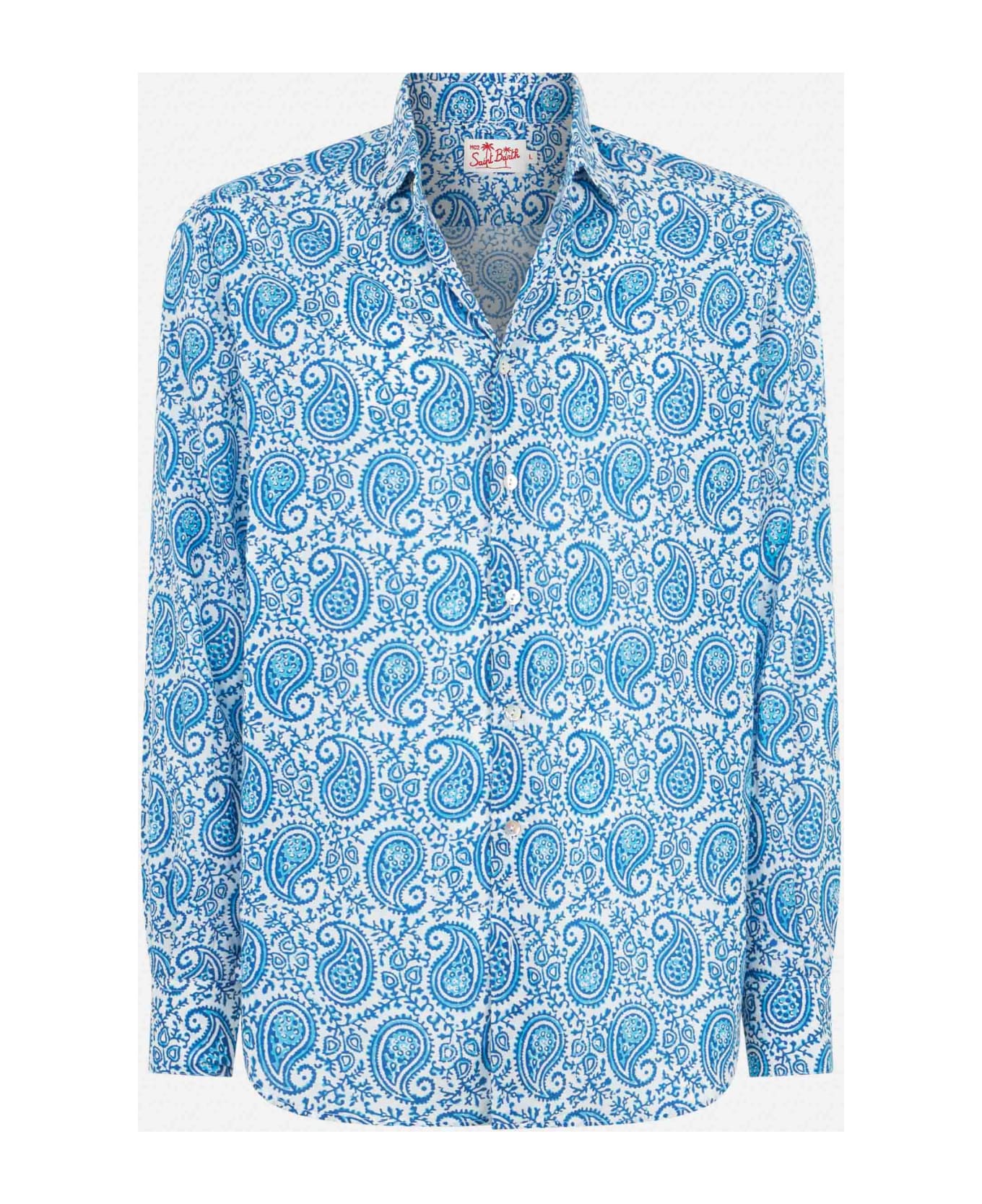 MC2 Saint Barth Man Muslin Cotton Sikelia Shirt With Paisley Print - WHITE