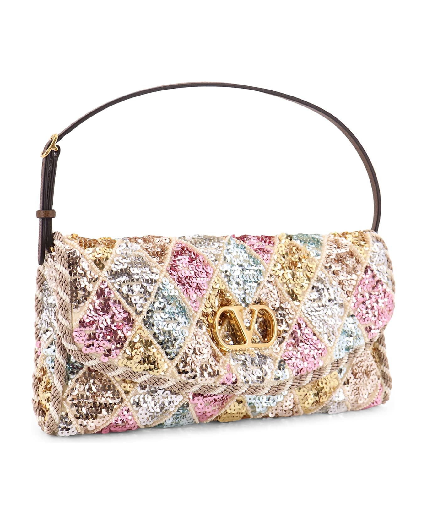 Valentino Garavani Devain Small Shoulder Bag - MULTICOLOR/TABAC BROWN/LINO-BU