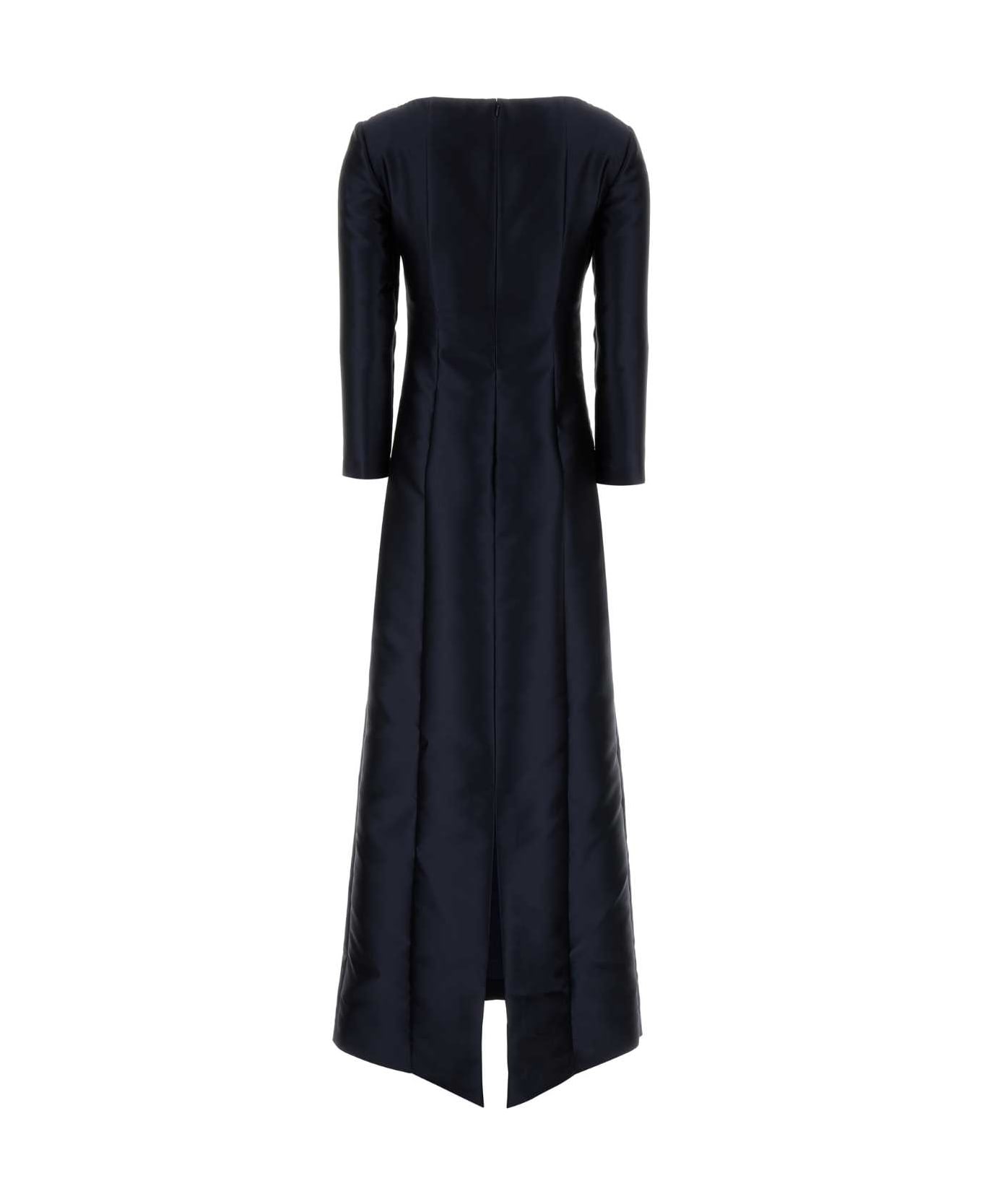 Alberta Ferretti Dark Blue Georgette Long Dress - BLU