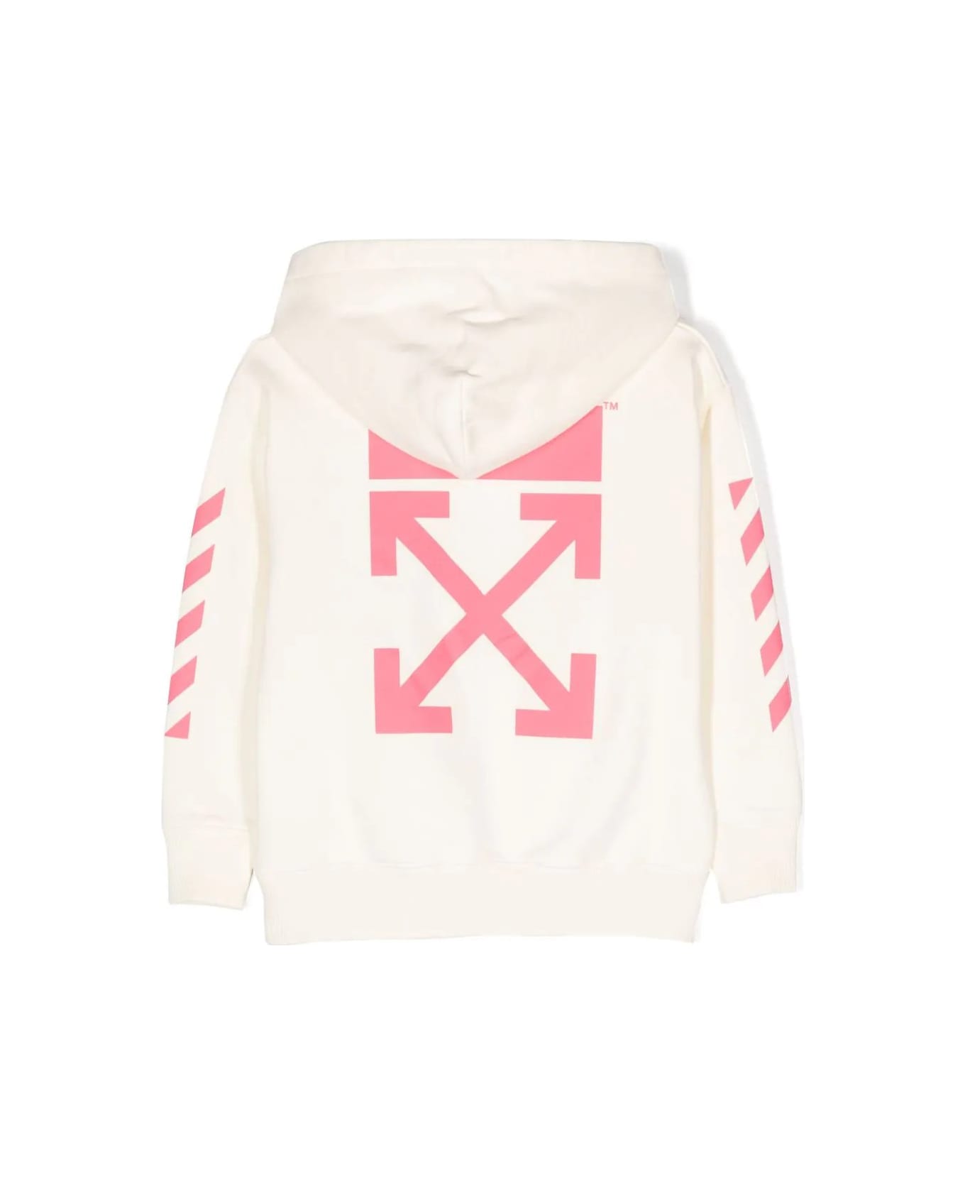 Off-White White Slim Hoodie With Arrow Motif And Diagonal - White