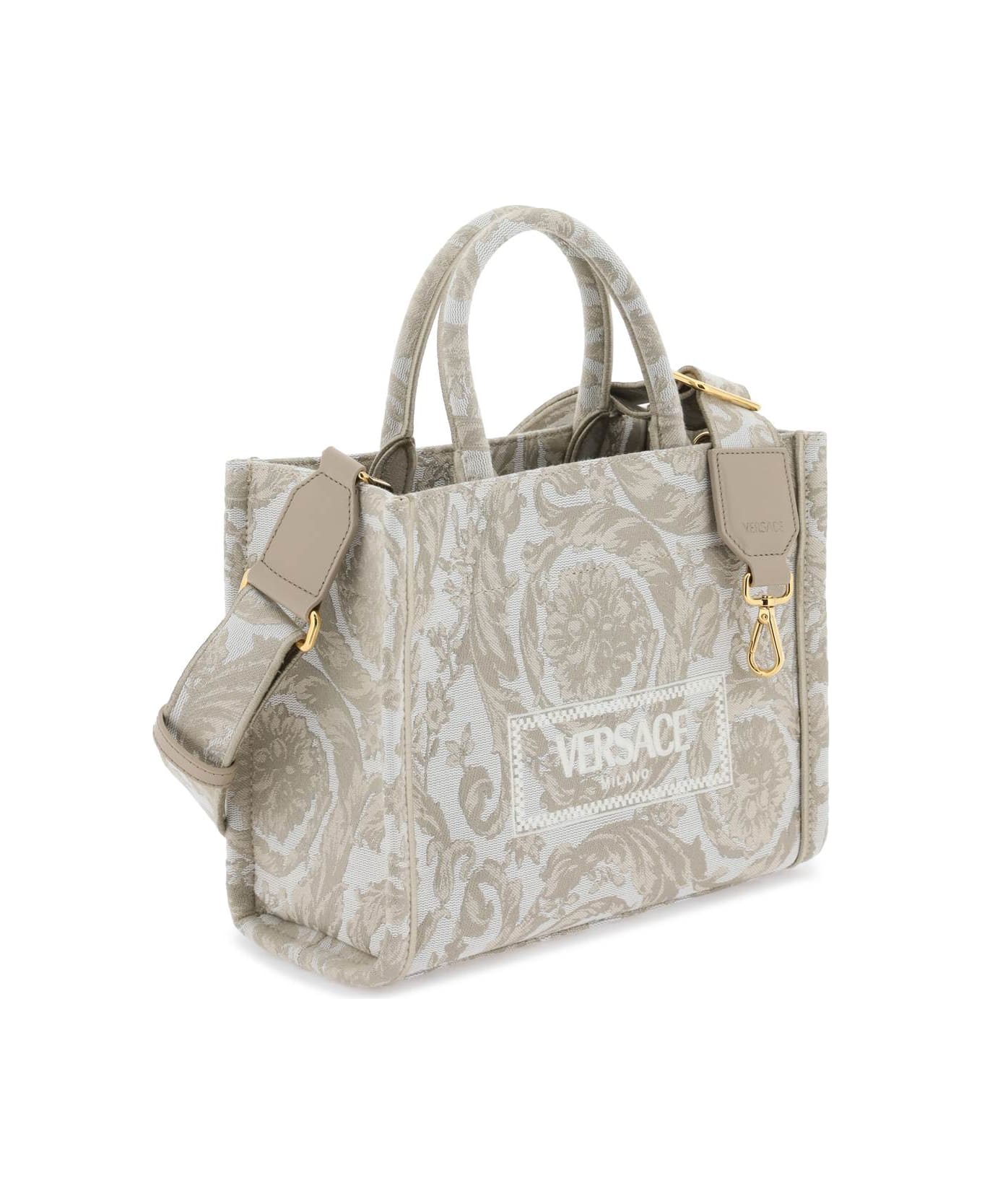 Versace Two-tone Fabric Bag - BEIGE BEIGE VERSACE GOLD