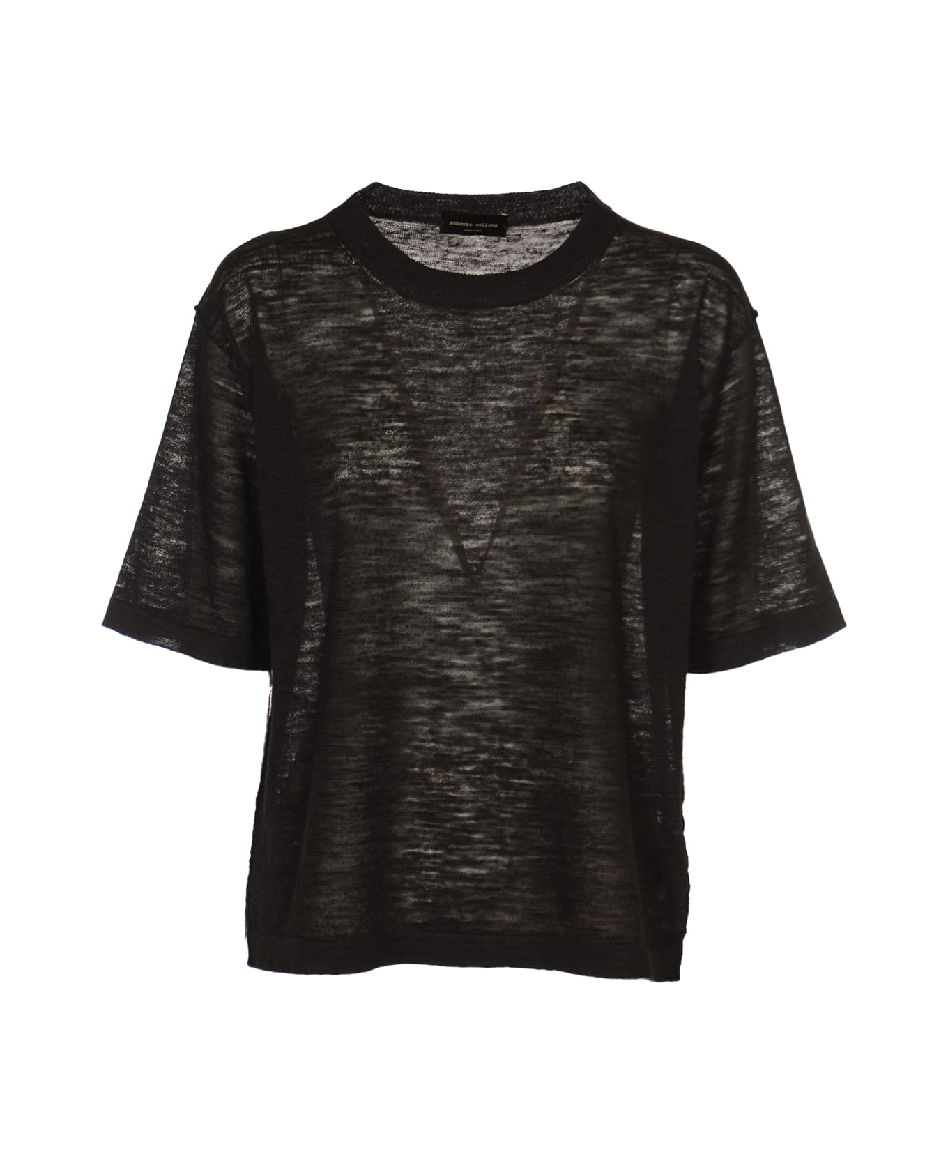 Roberto Collina Crewneck Plain Knit T-shirt - Black Tシャツ