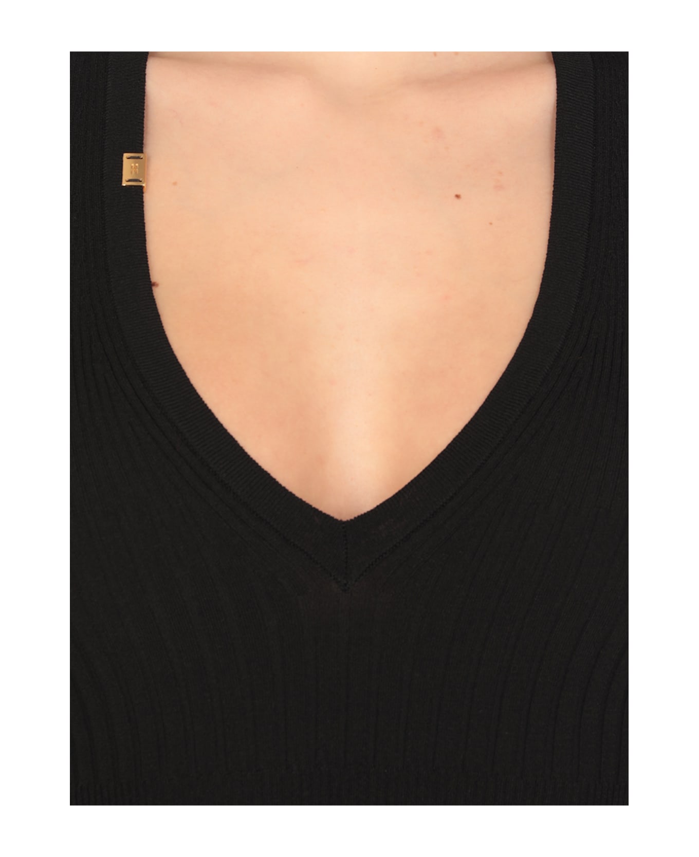 Elisabetta Franchi Top With Logo - Black