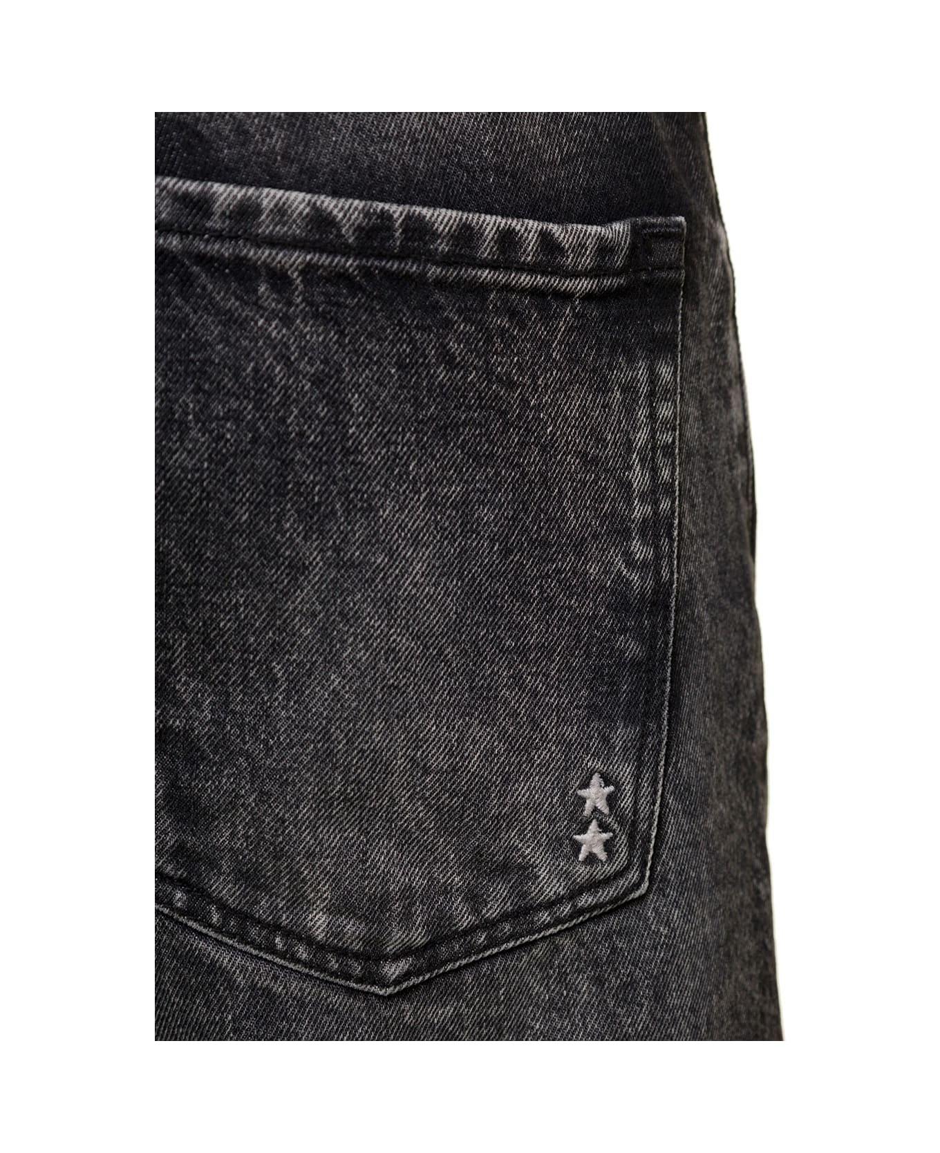 Icon Denim 'kanye' Black Five-pocket Jeans With Logo Patch In Cotton Denim Man - Grey