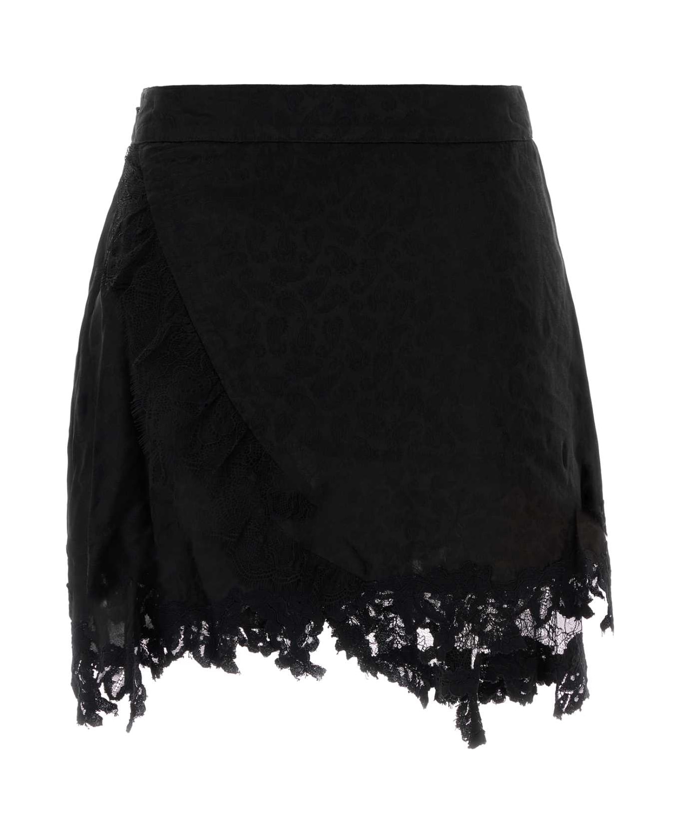 Isabel Marant Black Satin Reana Mini Skirt - BLACK