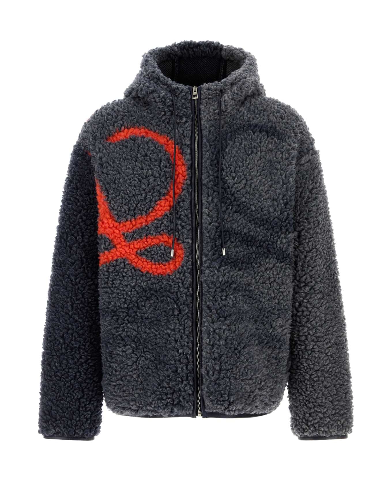 Loewe Blue Pile Oversize Jacket - NAVYORANGE