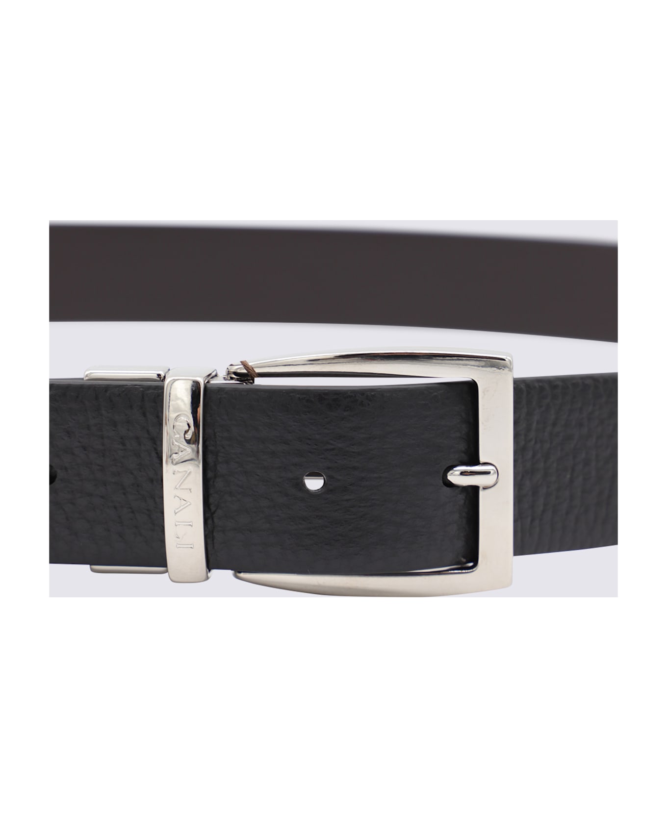 Canali Black Leather Belt