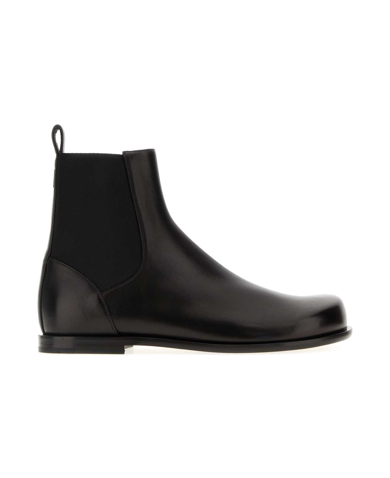 Fendi Black Nappa Leather Squared Ff Ankle Boots - BLACK