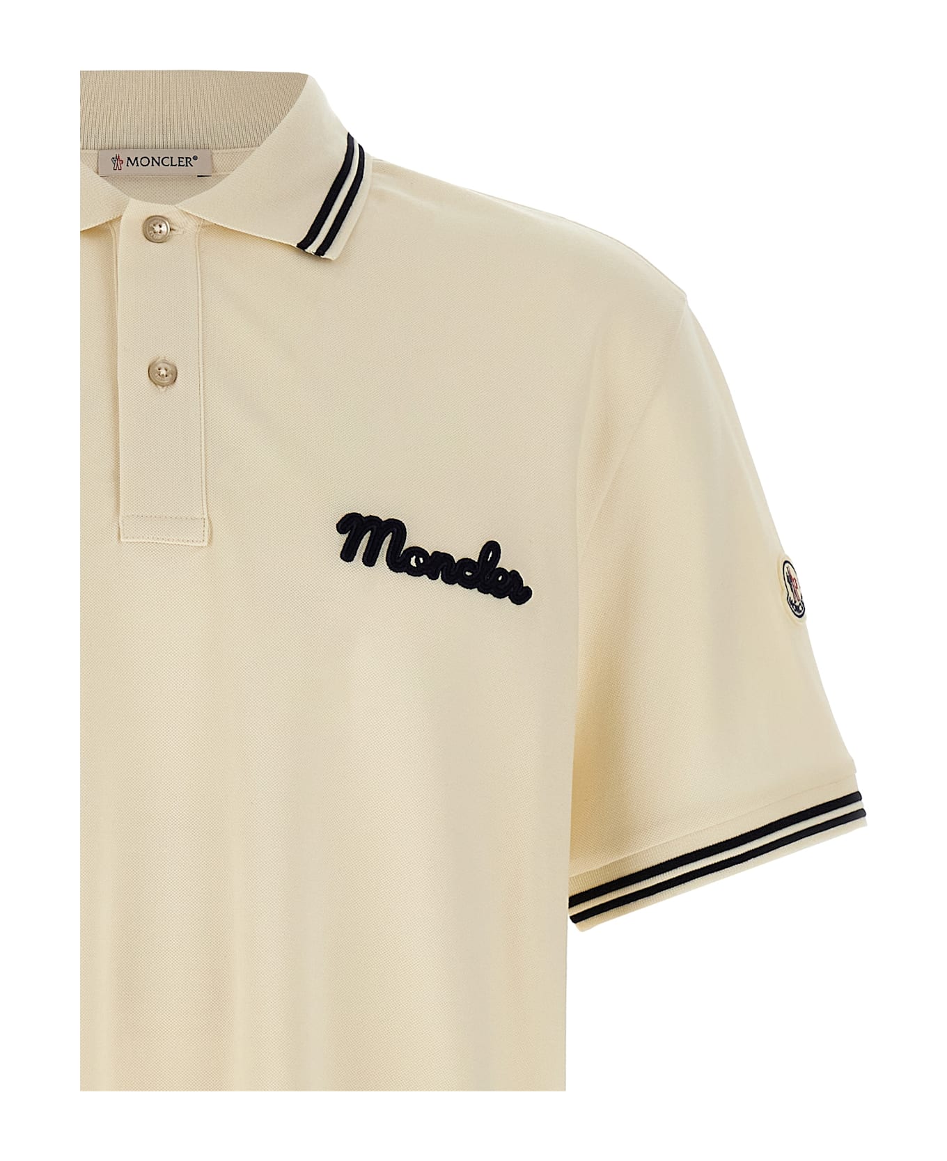 Moncler Logo Embroidery Polo Shirt - Beige