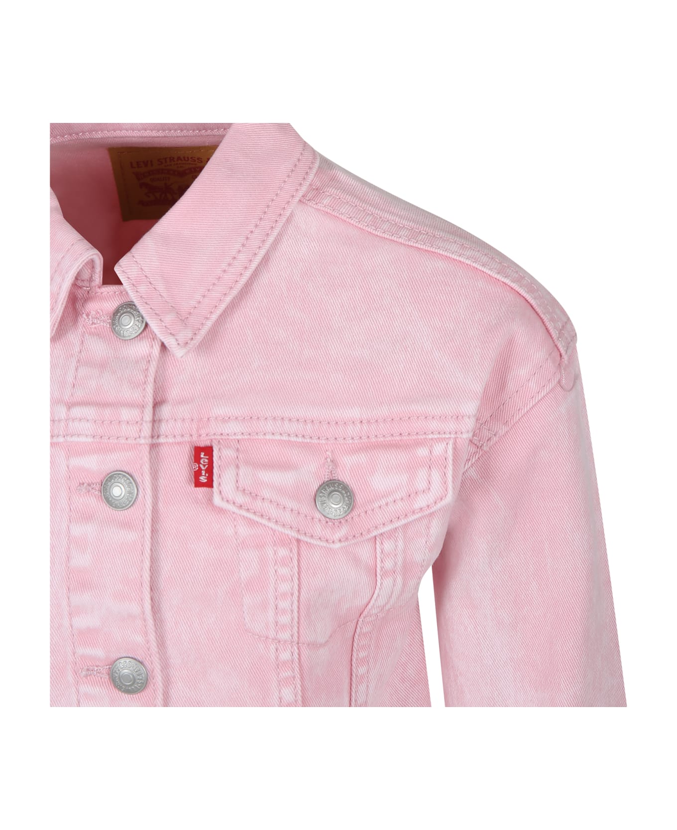 Levi's Pink Jacket For Girl With Logo - Pink