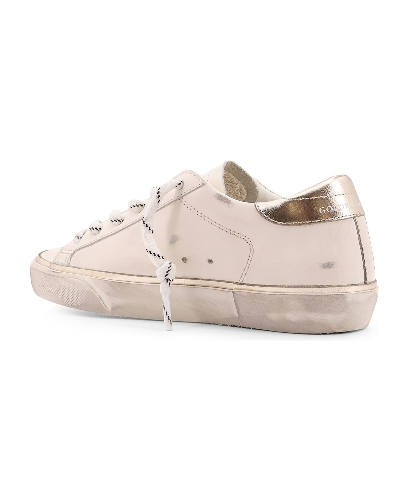 Golden Goose Super-star Classic With List Low-top Leather Sneakers With Used Effect - White