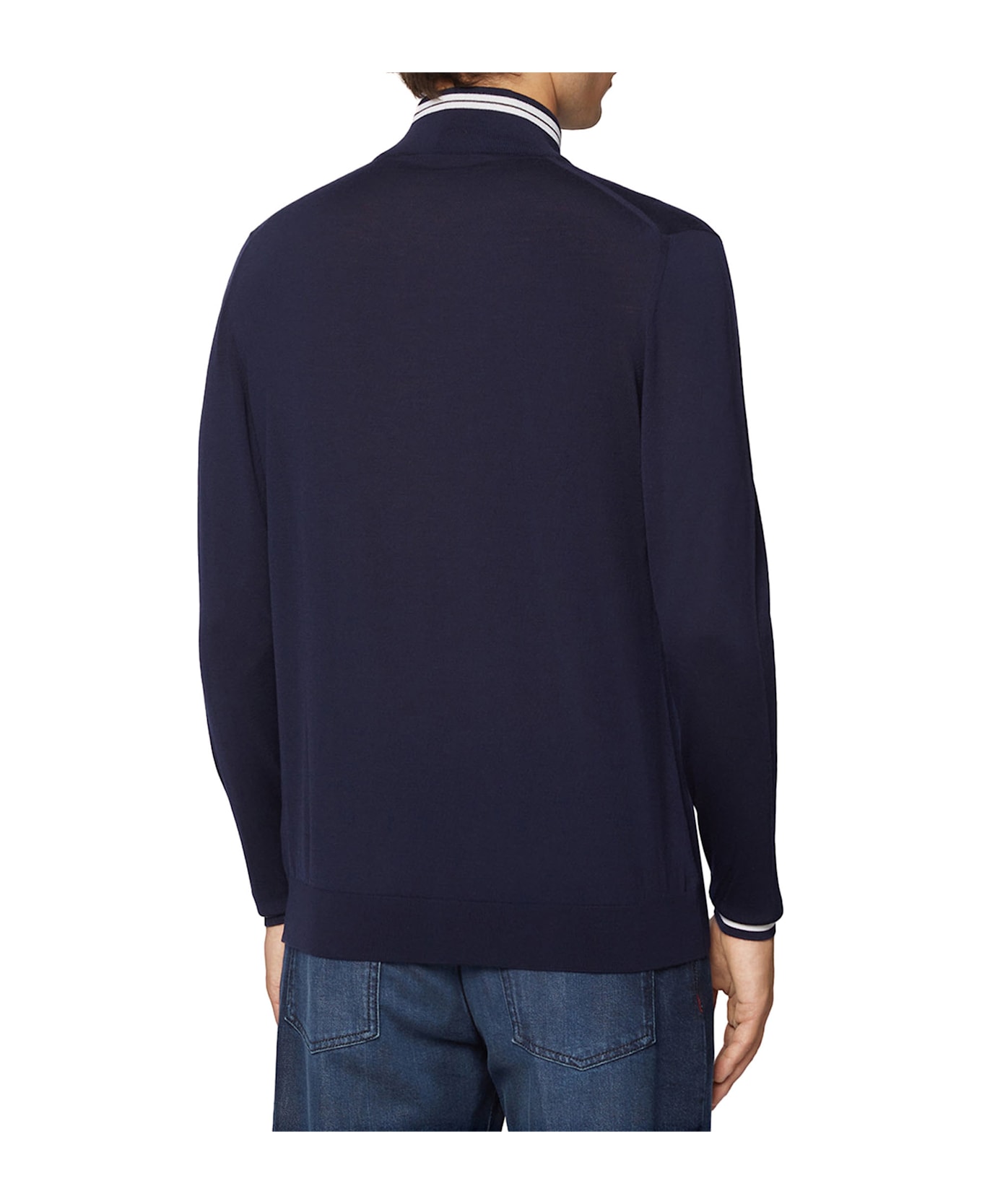 Kiton Blouson Wool - BLUE/WHITE