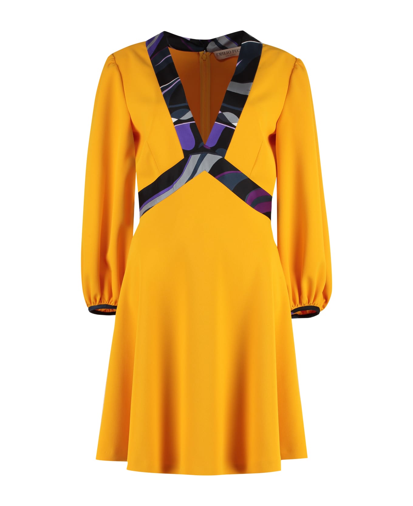 Pucci Mini Dress With Flame Inserts - Yellow