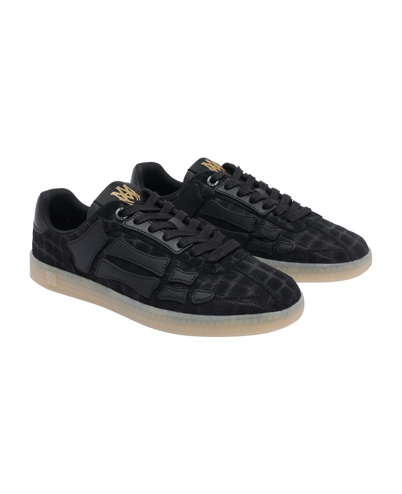 AMIRI Croc Debossed Pacific Bones Sneakers - Black