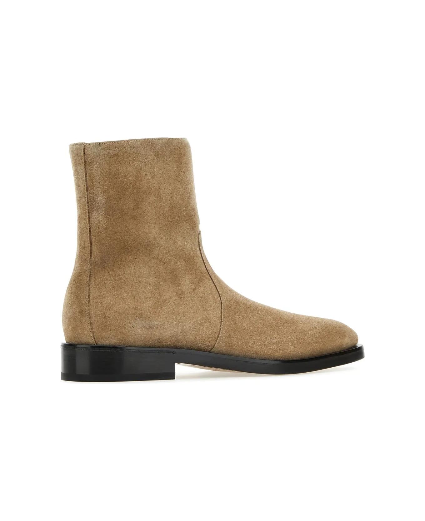 Ferragamo Cappuccino Suede Gerald Ankle Boots - BEIGE