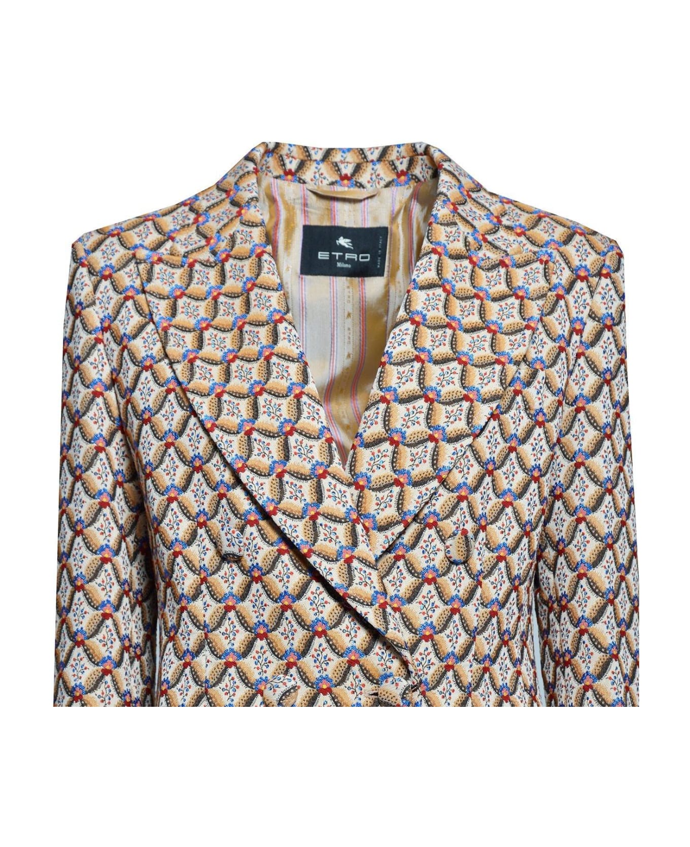 Etro Pattern Jacquard Double-breasted Jacket - Multicolour
