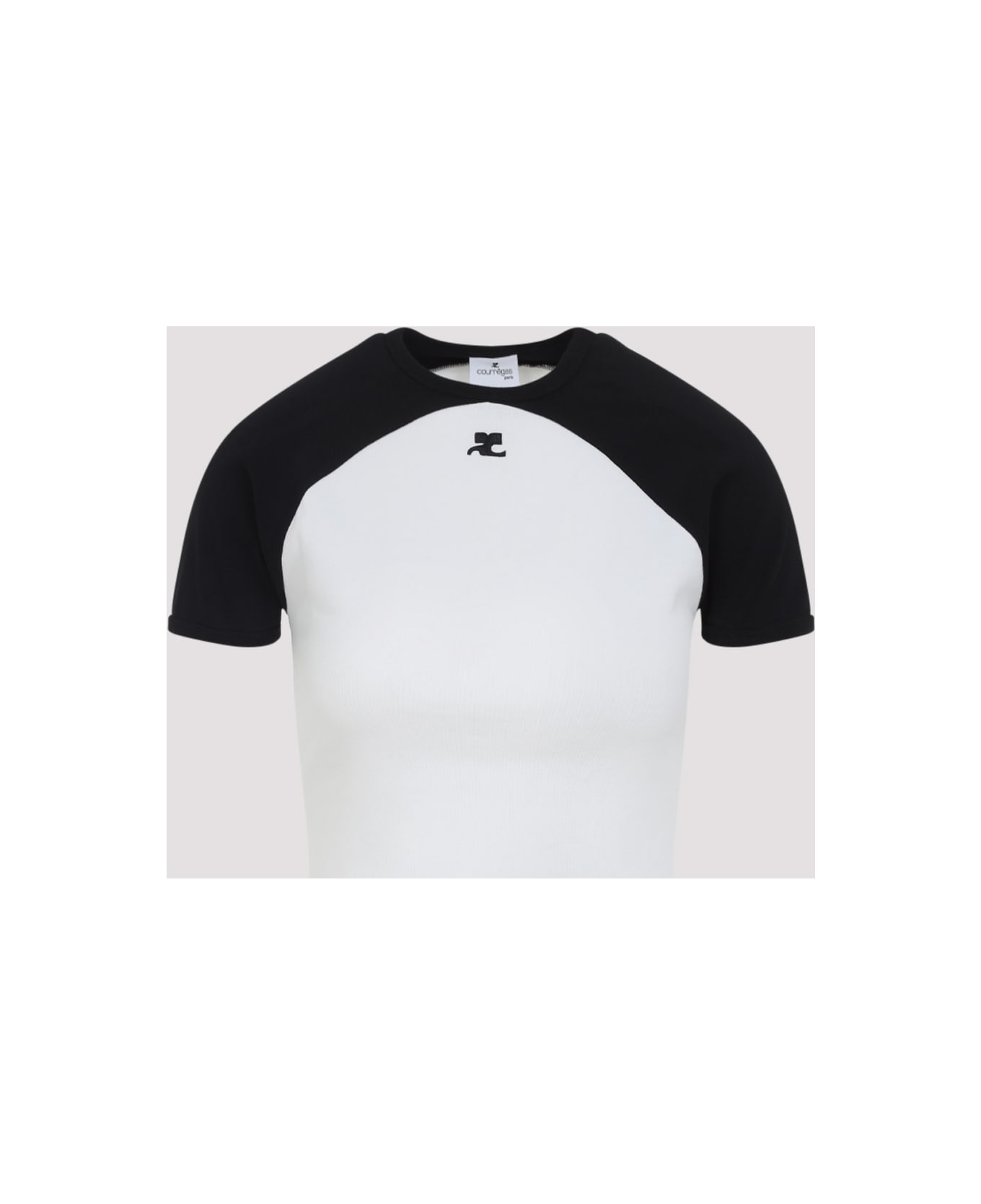 Courrèges Circle Contrast T-shirt - Heritage White Black