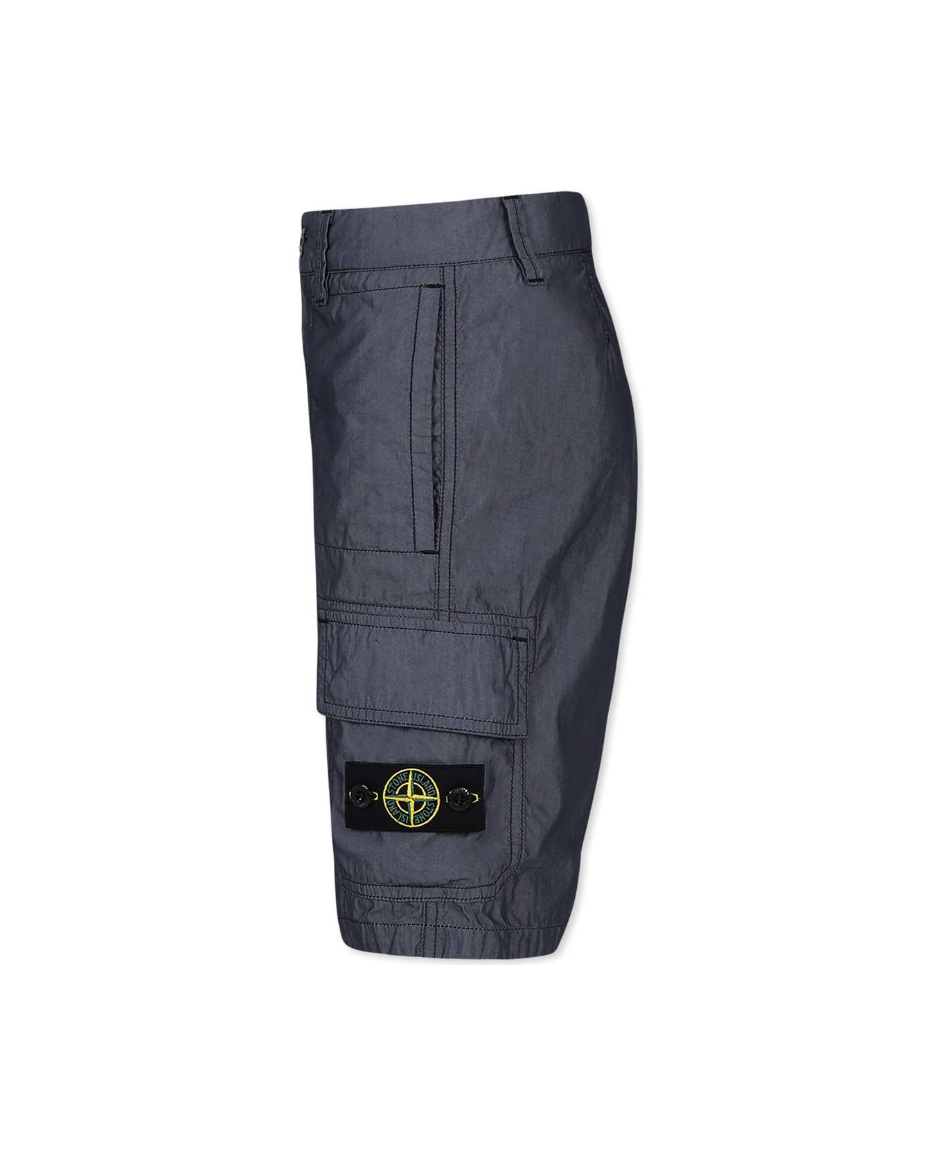 Stone Island Junior Grey Shorts For Boy With Compass - Grey