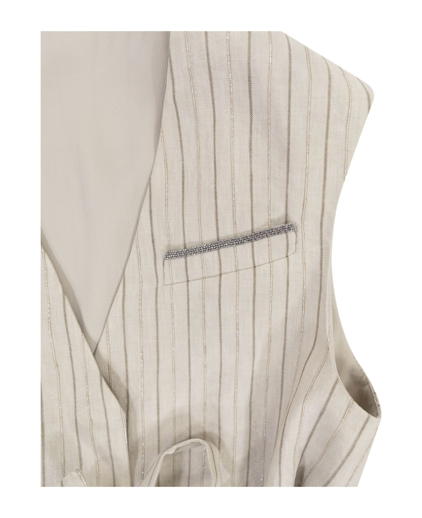 Brunello Cucinelli Linen-blend Waistcoat With Matching Belt - Sand