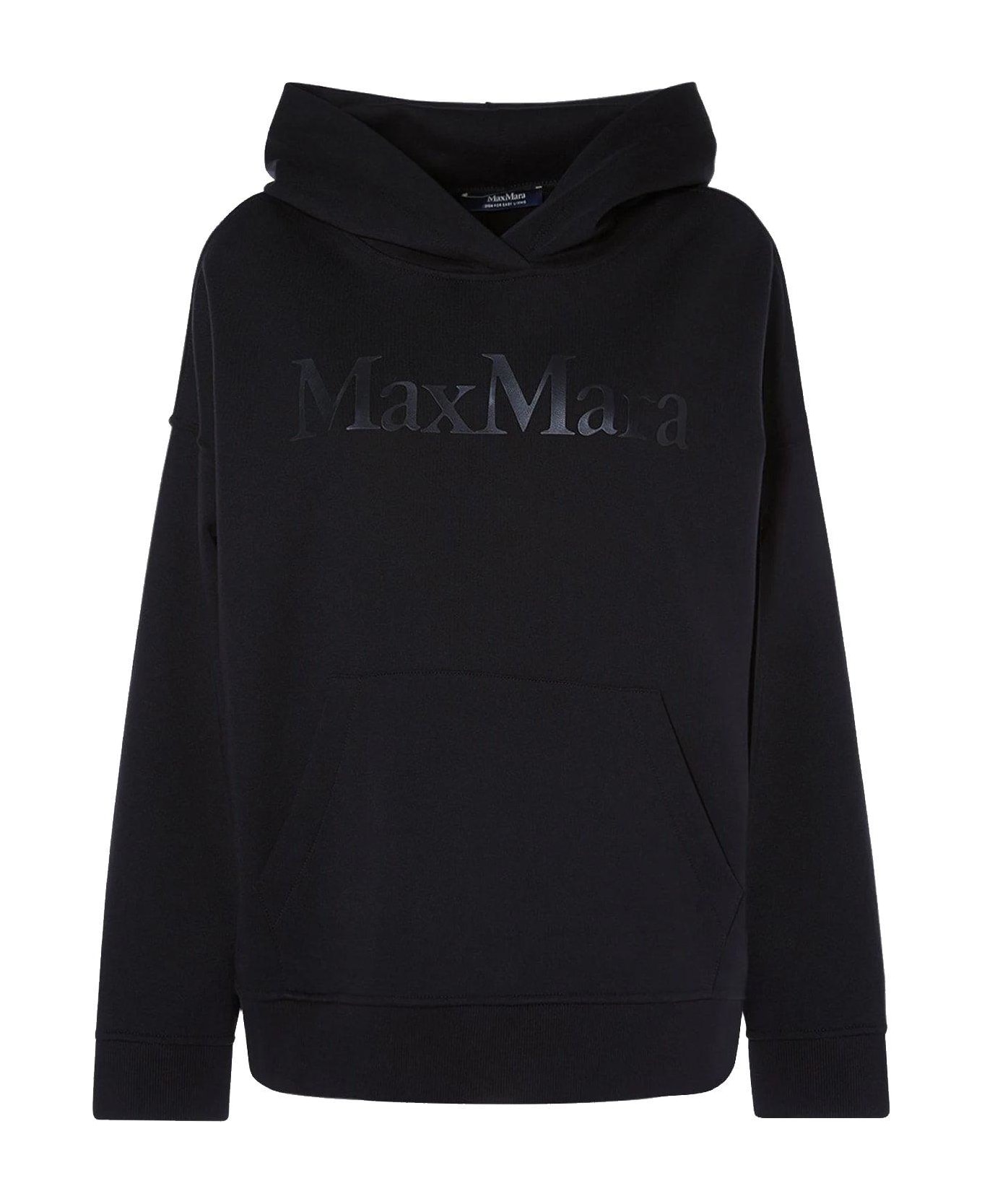 'S Max Mara Logo Printed Long-sleeved Hoodie - Black フリース